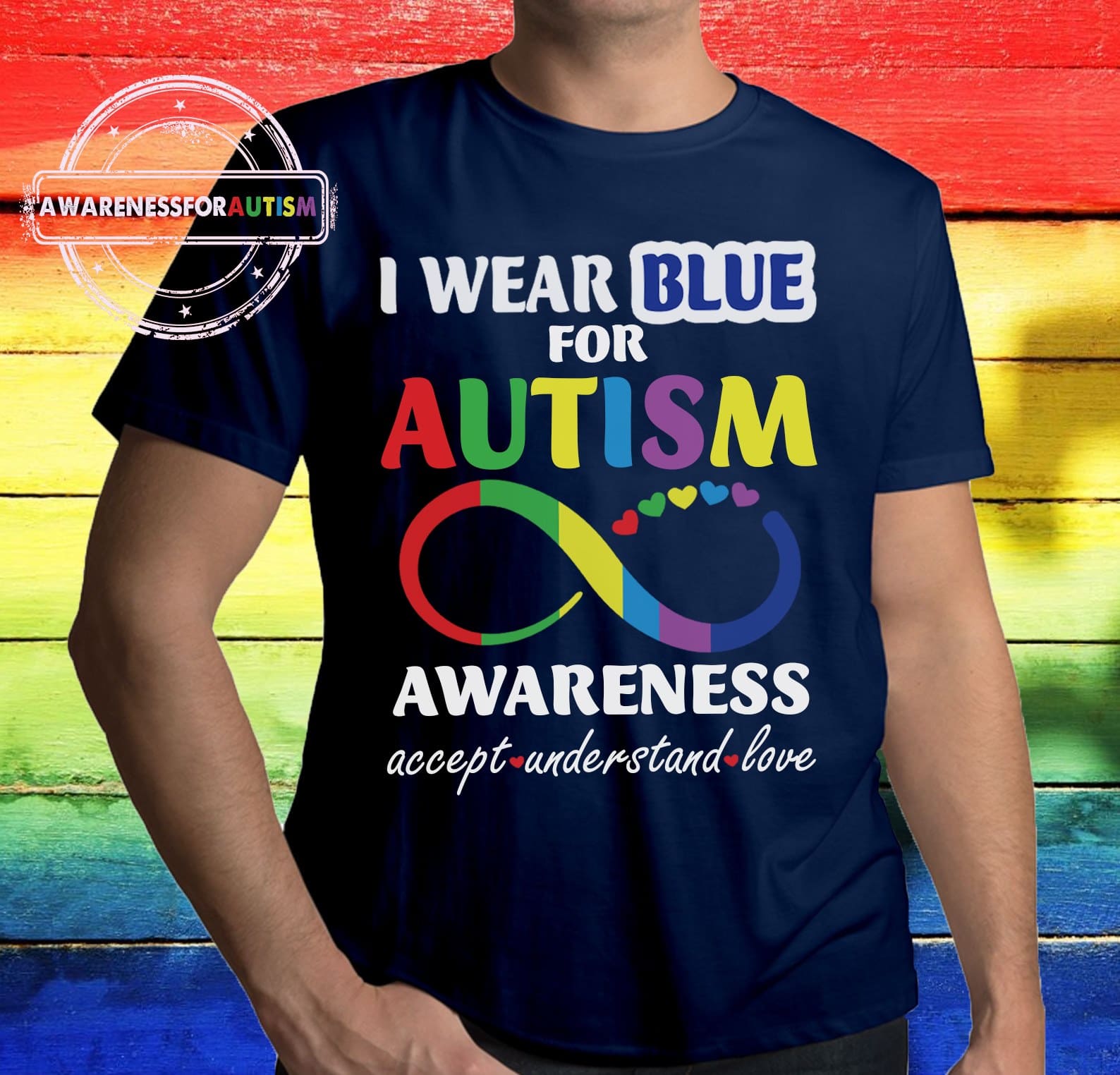 Autism Symbol - I wear blue for autism awareness accept understand love