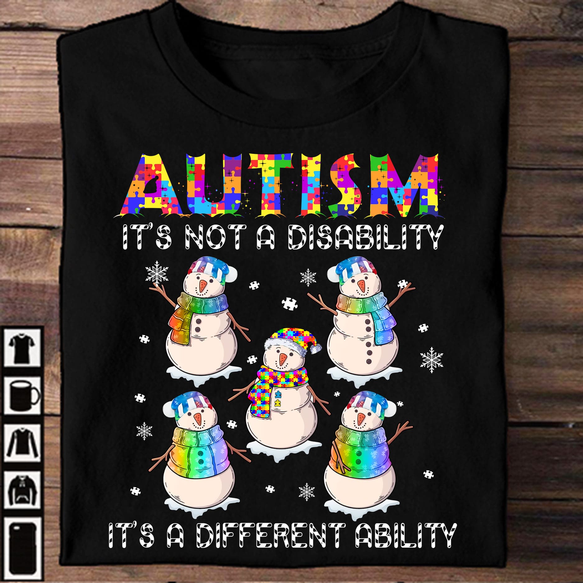 Autism Snowman - Autism It's not a disability it's a different ability