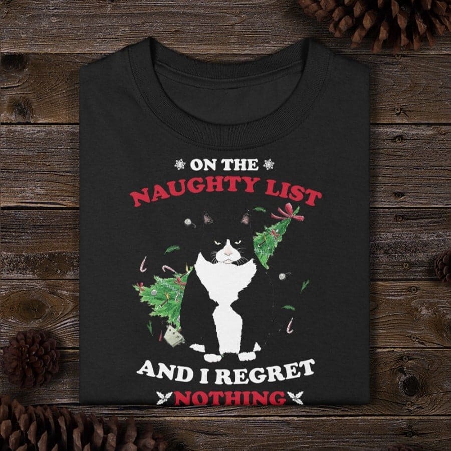 Naughty Black Cat Christmas Tree - On the naughty list and i regret nothing