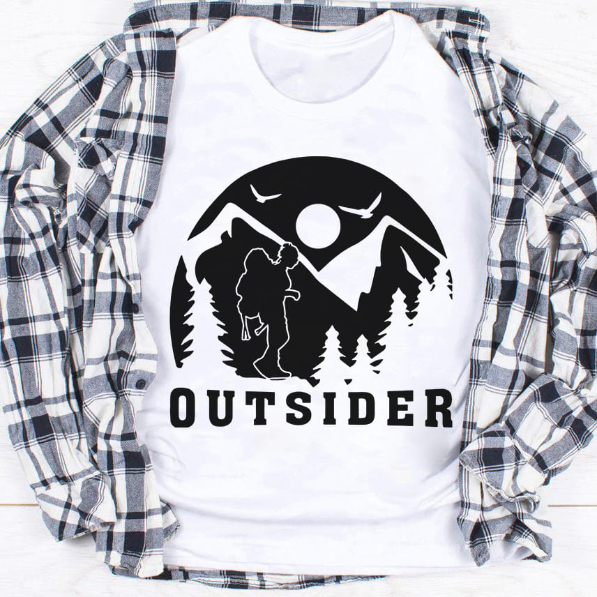 Outsider Shirt - Mountain Pine Tree Girl Hiking Mountain Scene