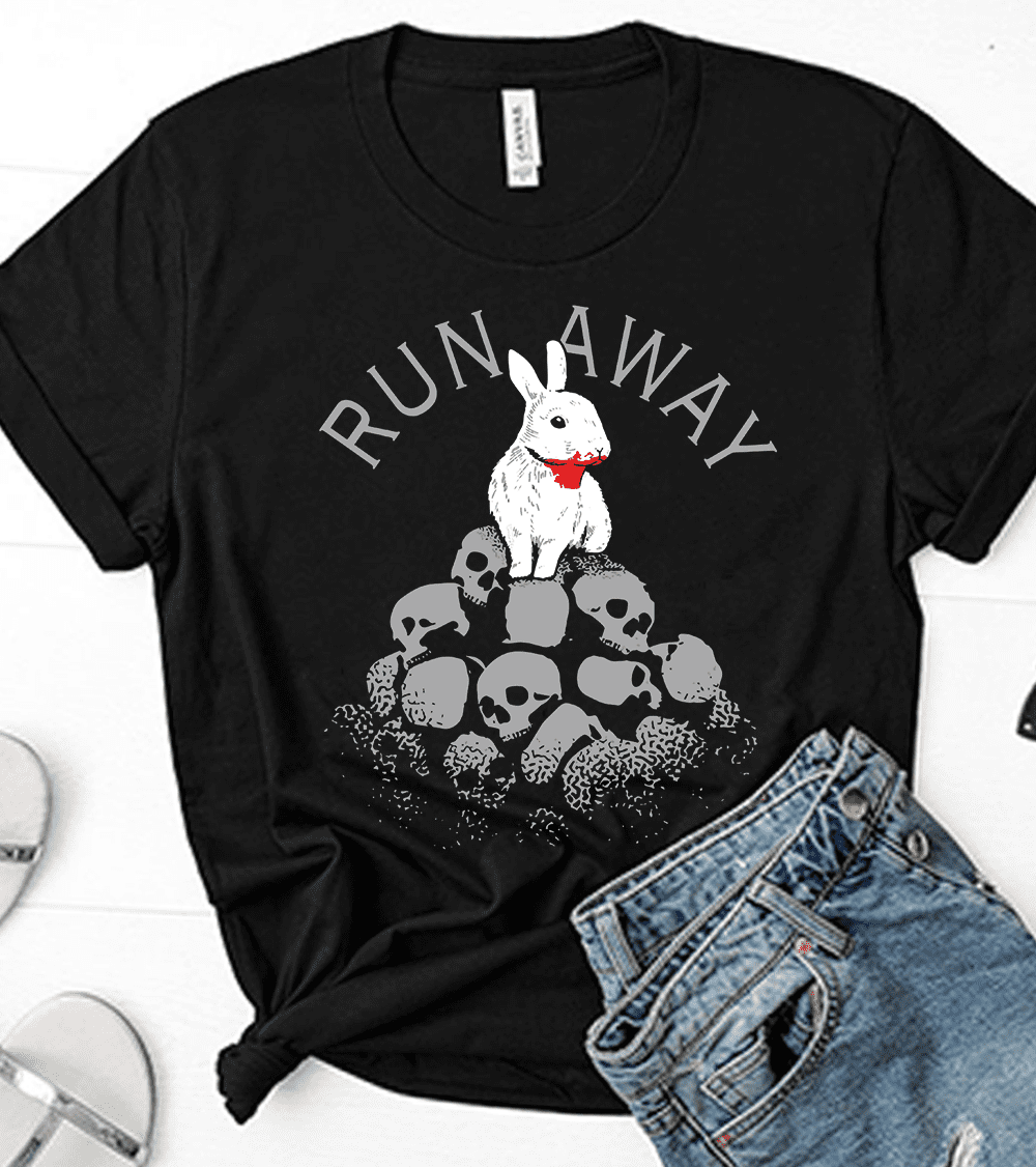 Evil Bunny Shirt Halloween Funny Bad Rabbit Killer - Run Away