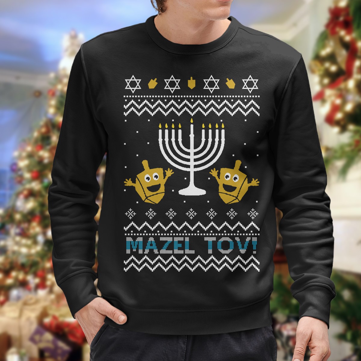 Funny Jewish Holidays Ugly Christmas Hanukkah - Mazel Tov