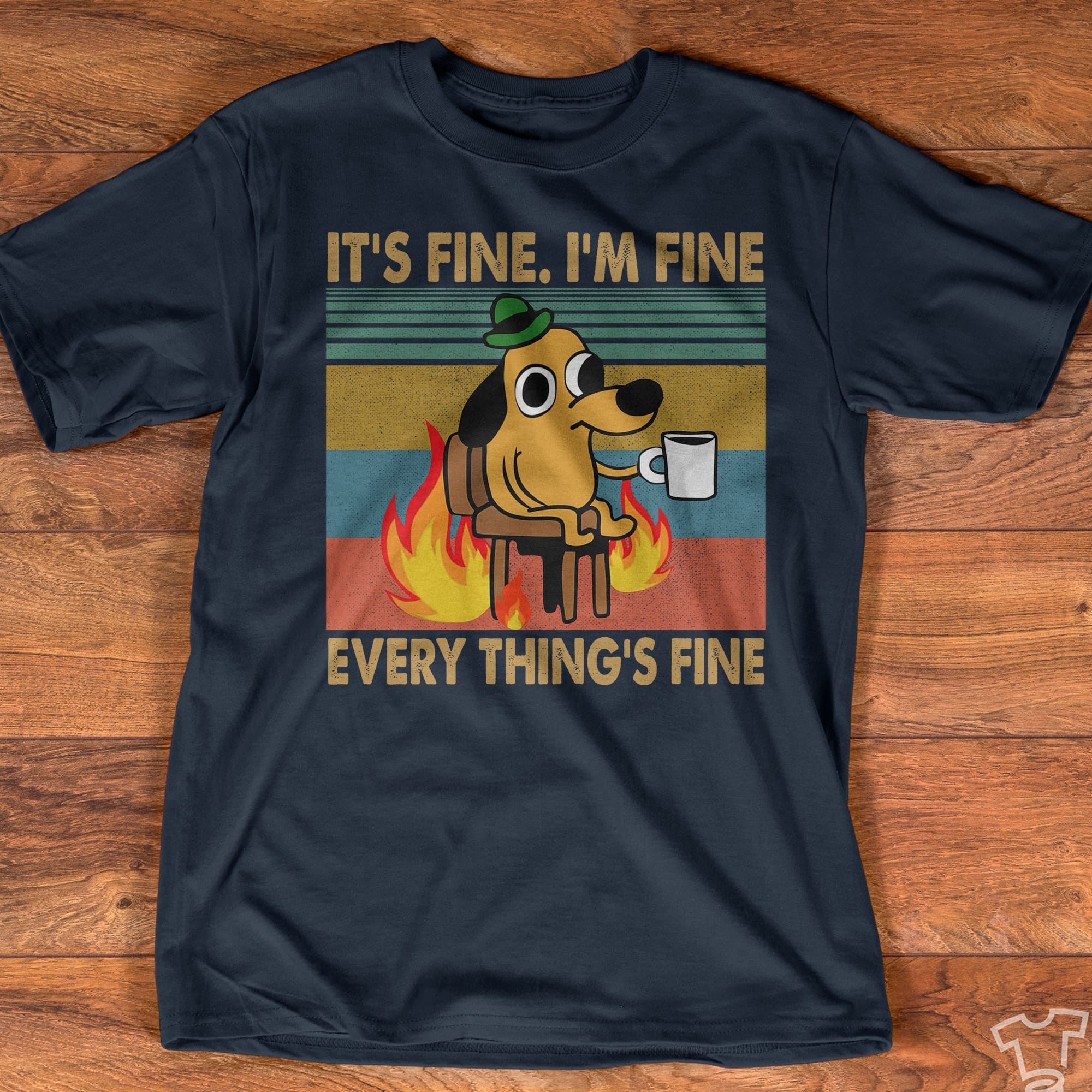 Grumpy Dog Cup Of Coffee - It's fine i'm fine every thing's fine Shirt ...
