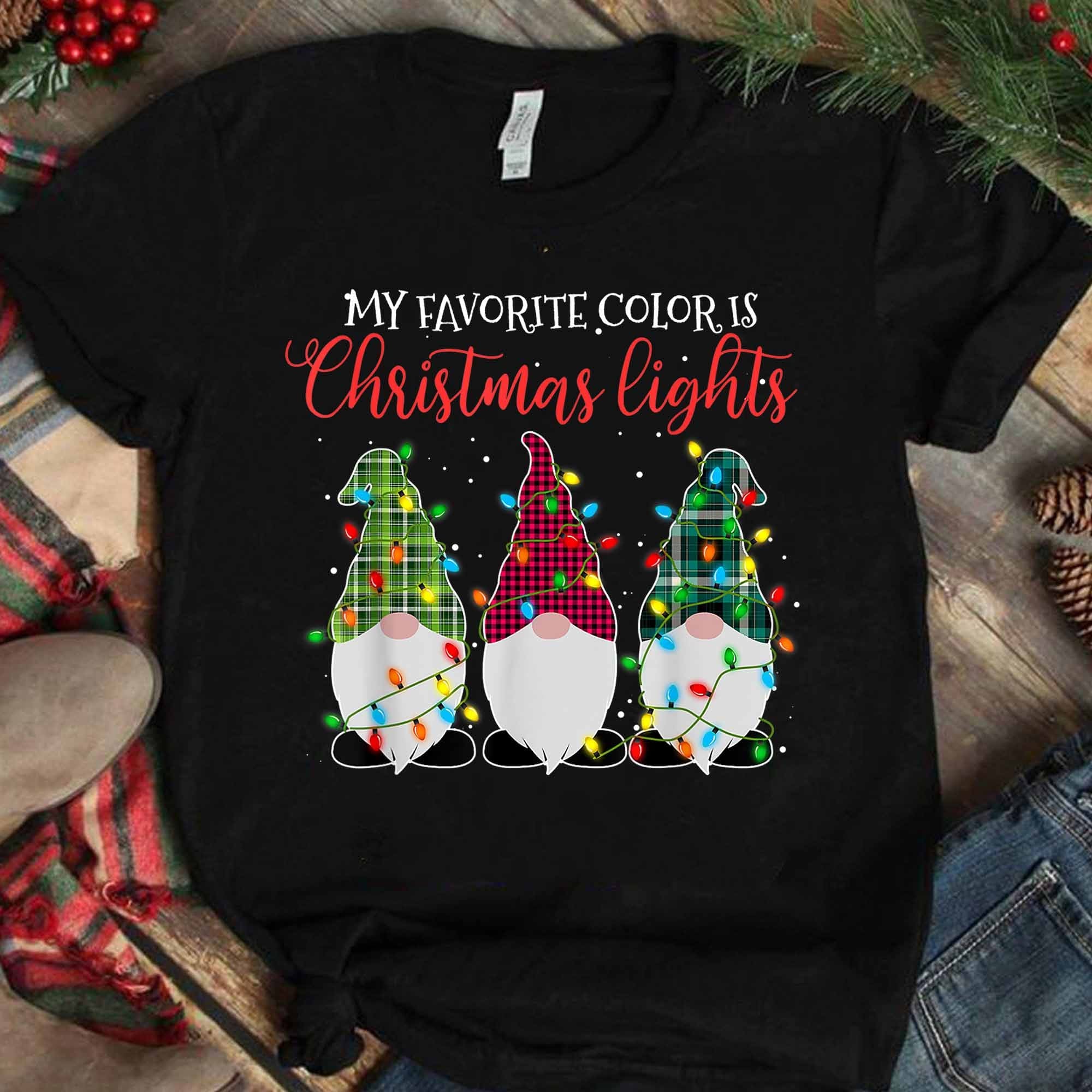 Gnomes Christmas Lights Ugly Sweater - My favourite color is christmas lights