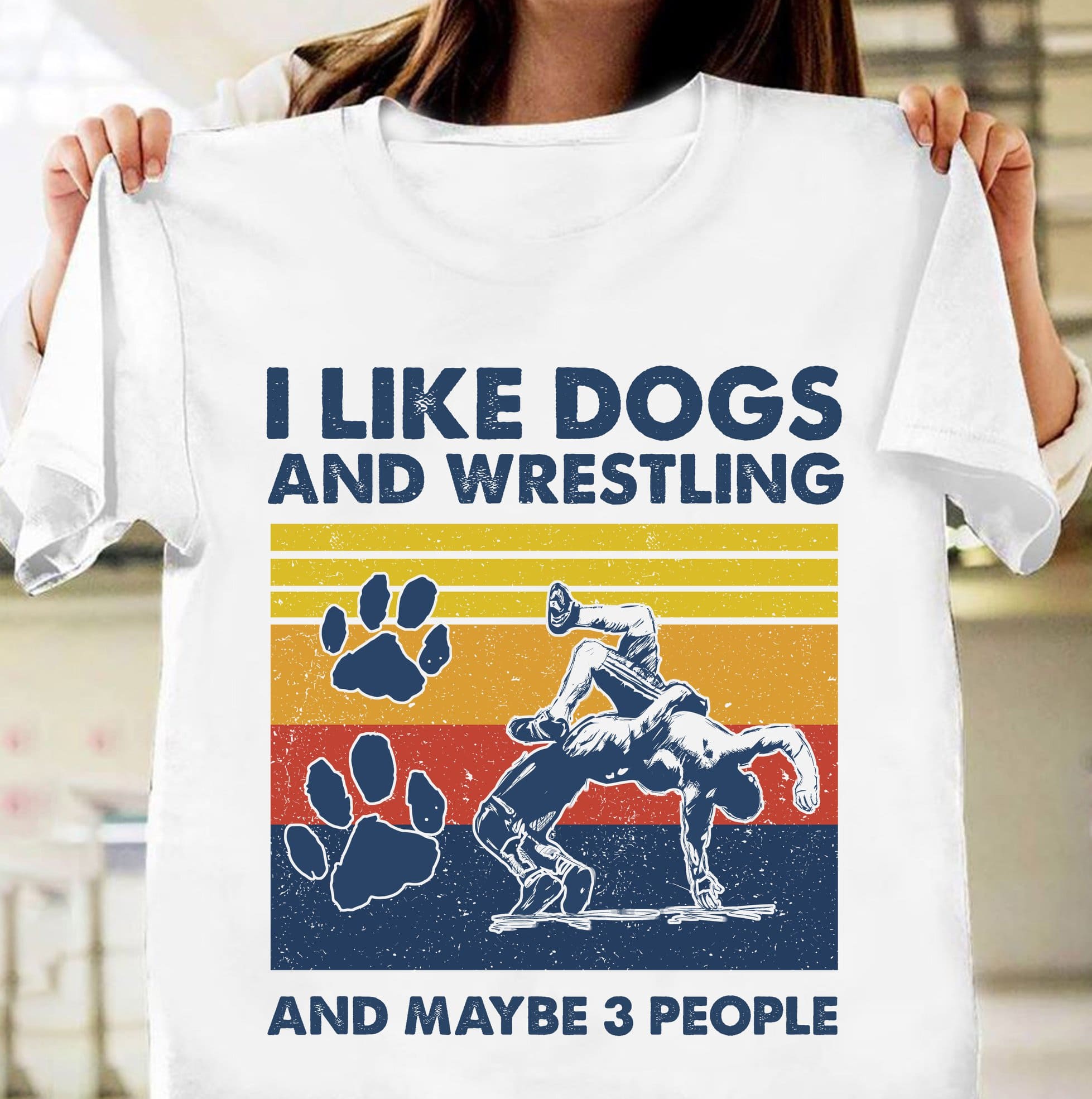 Dog Footprint Wrestling Man - I like dogs and wrestling and maybe 3 people