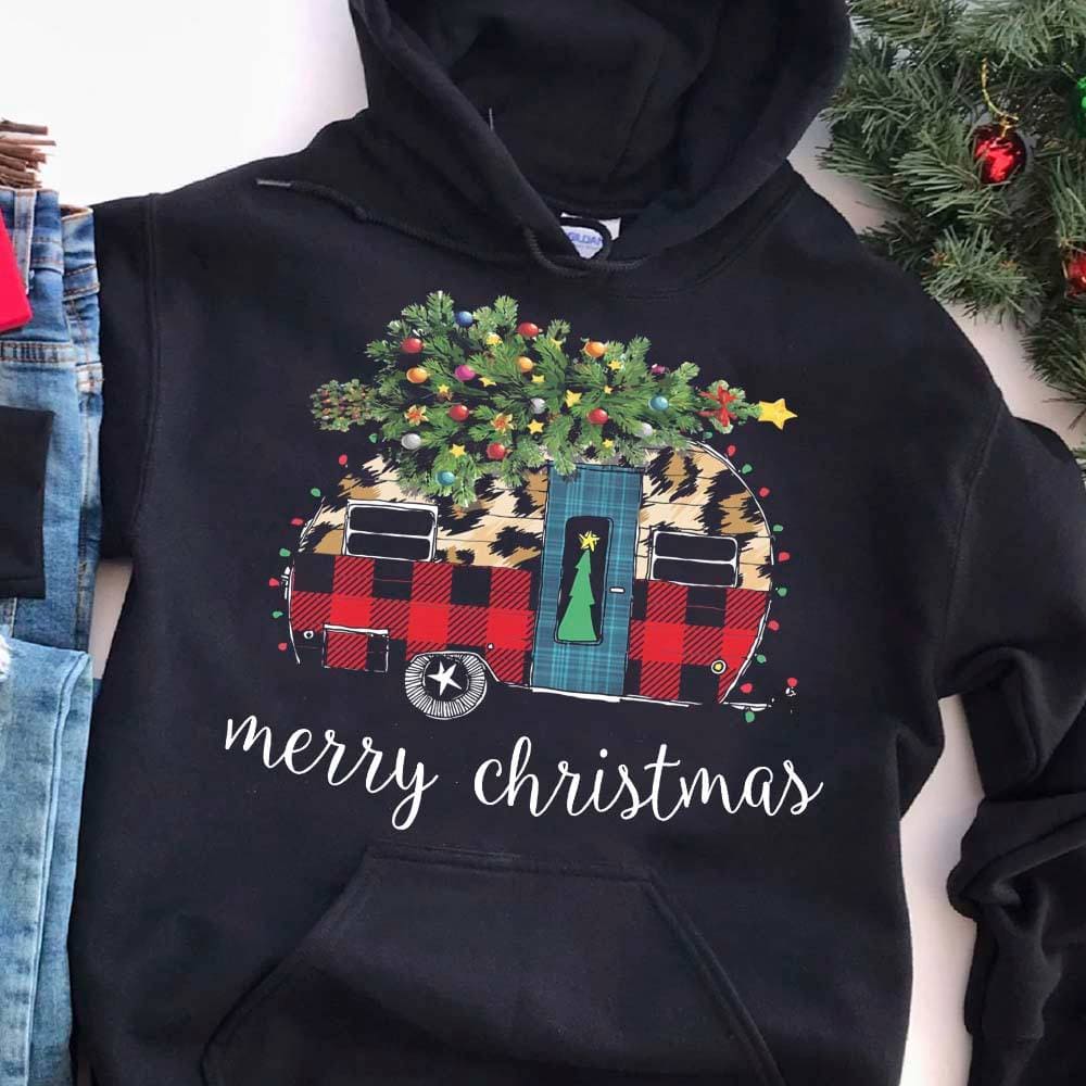 Camping Car Christmas Tree Ugly Sweater - Merry Christmas
