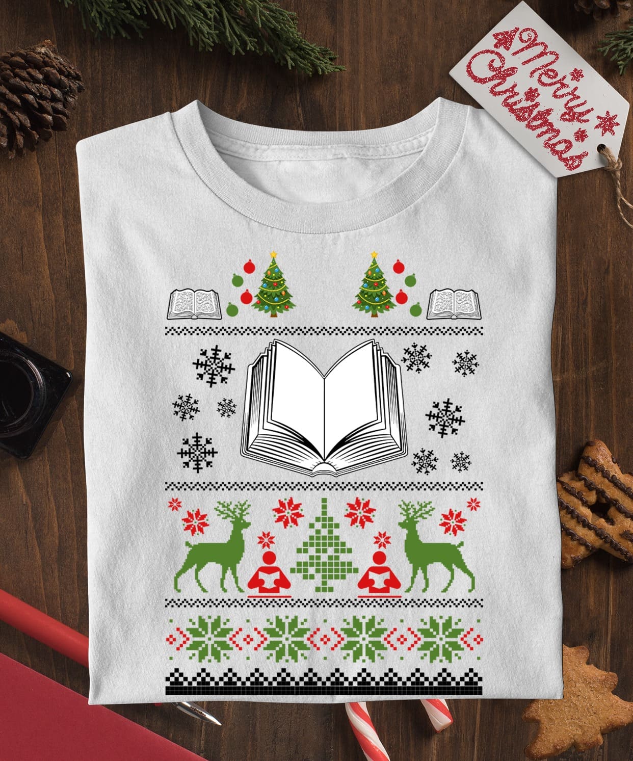 Book Graphic T-shirt Ugly Christmas Sweater