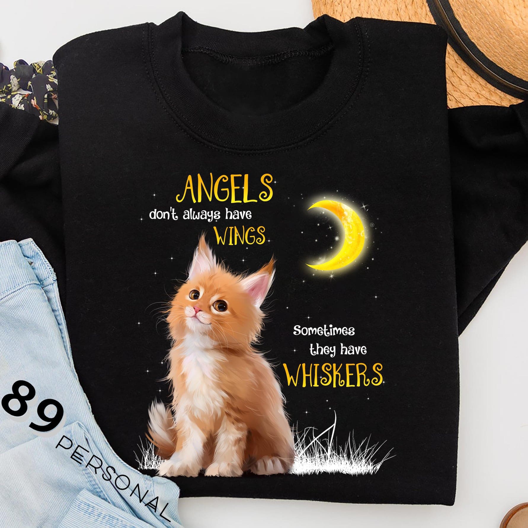 Cute Cat Moon - Angels don't always have wings sometimes they have whiskers