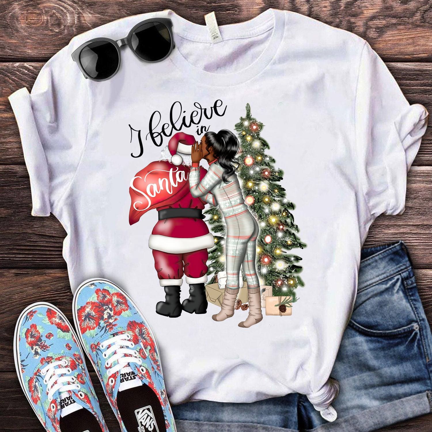 Santa Claus Ugly Christmas Sweater Girl - I believe in Santa