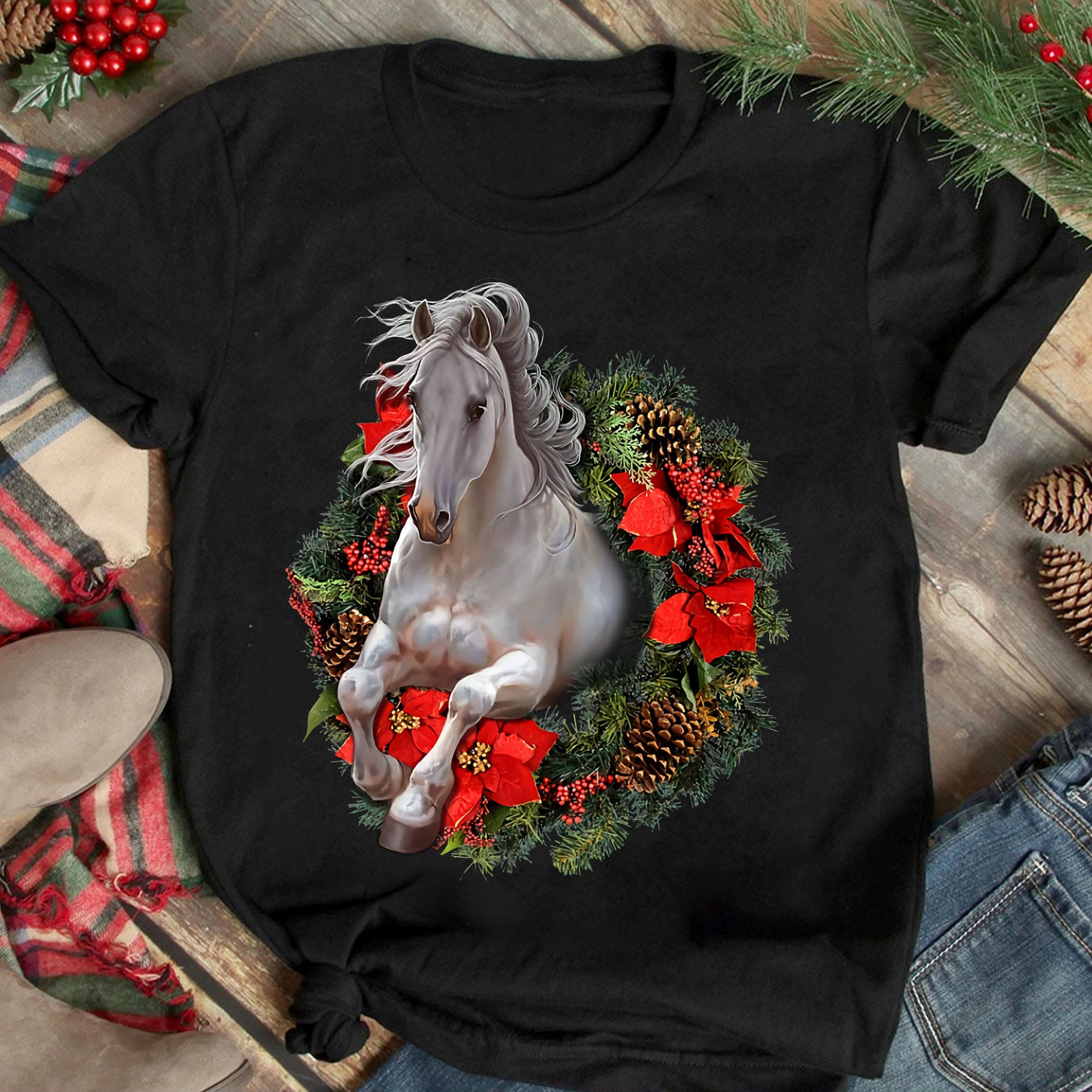 Beautiful Horse Christmas Wreath Horse Gift Merry Xmas