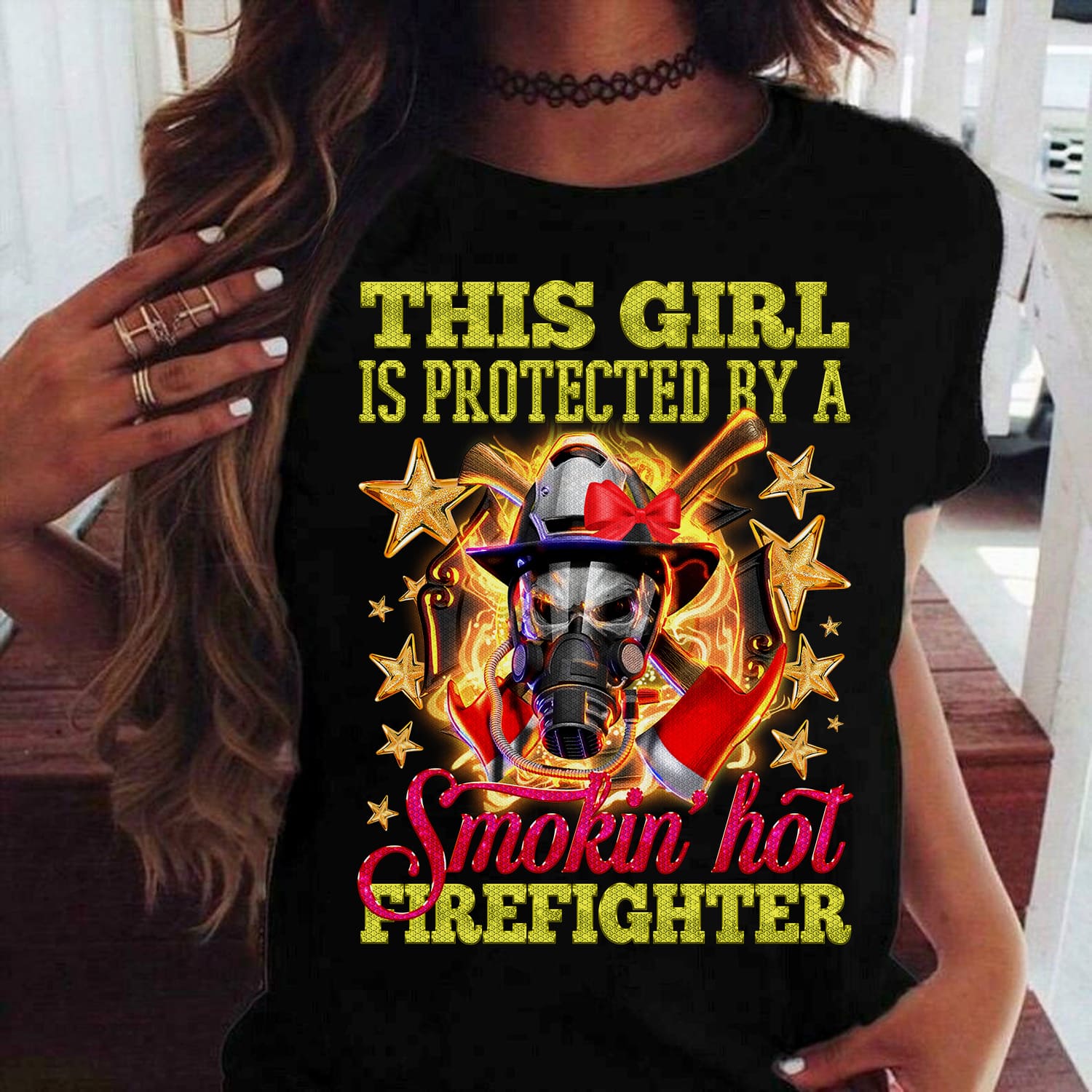 Firefighter Skull Girl - This girl is protected by a smokin' hot firefighter