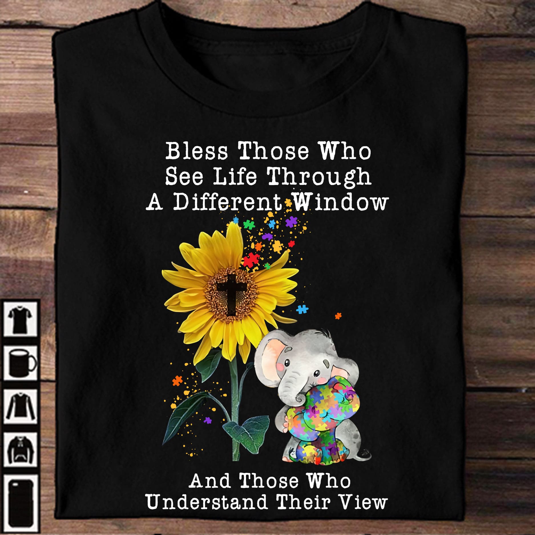 Autism Family Sunflower - Bless those who see life through a different window and those who underestand their view