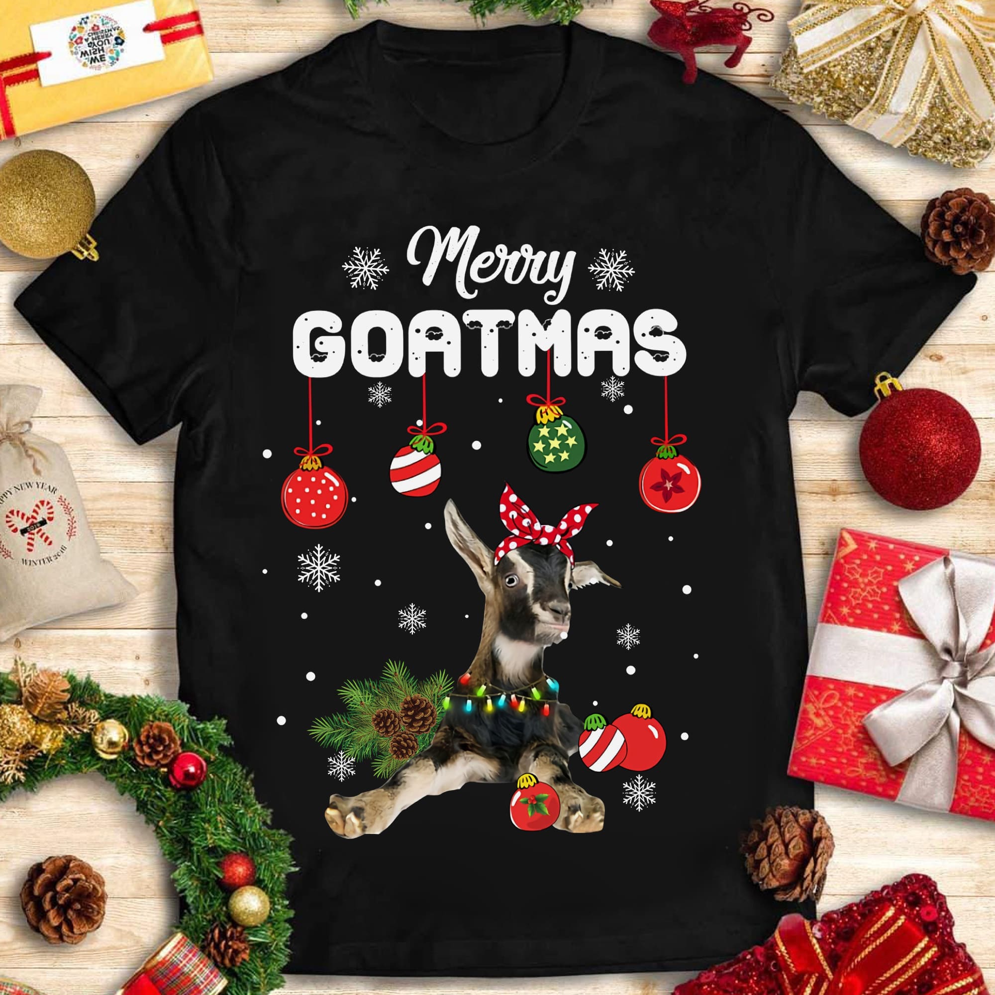 Cute Goat Christmas Baubles - Merry Goatmas