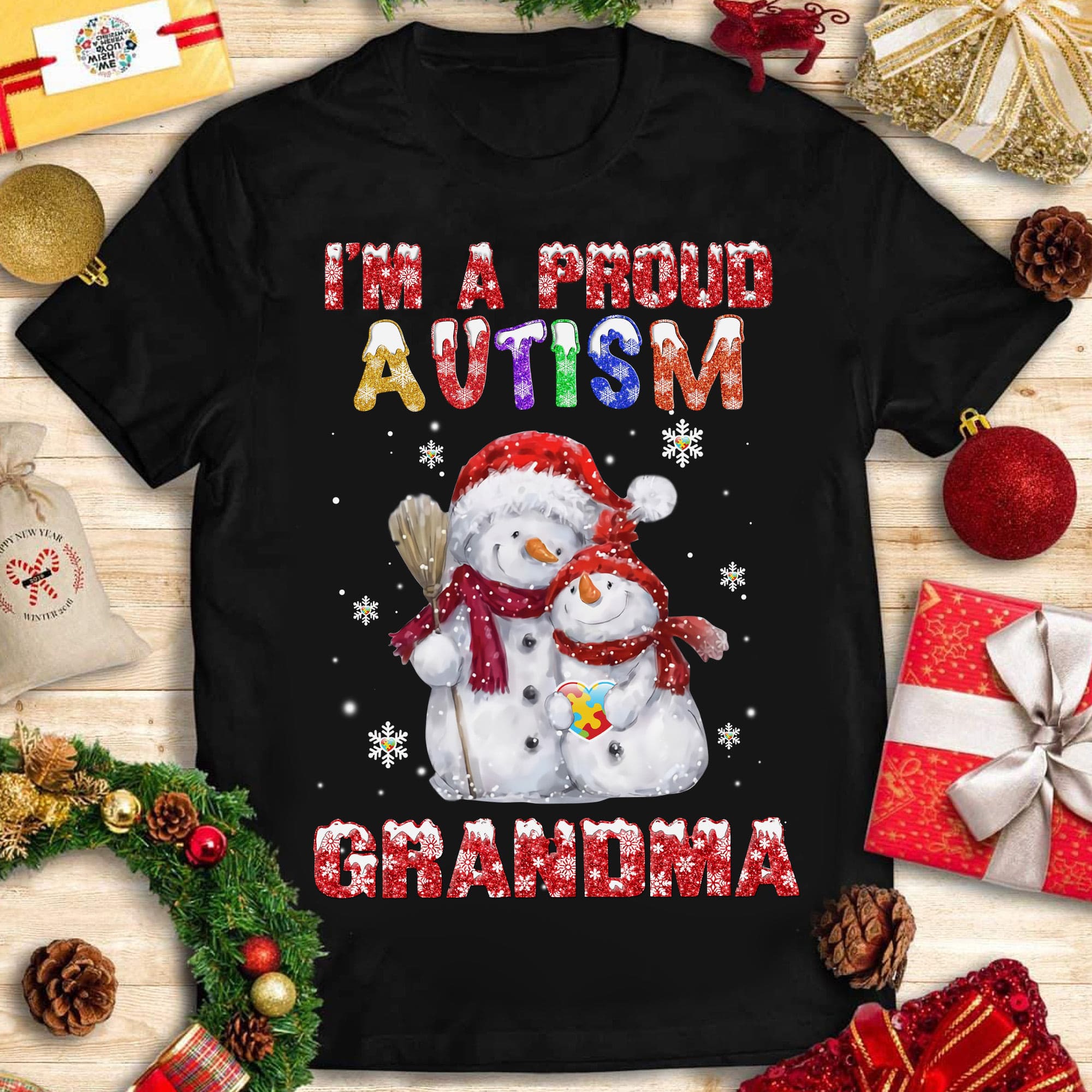 Autism Snowman Family - I'm a proud autism grandma