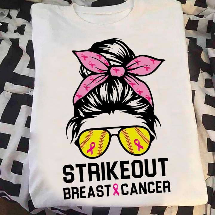 Softball Breast Cancer Woman Face - Strikeout breast cancer