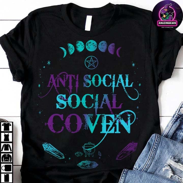 Anti social, social coven - Halloween witch costume, the moon graphic