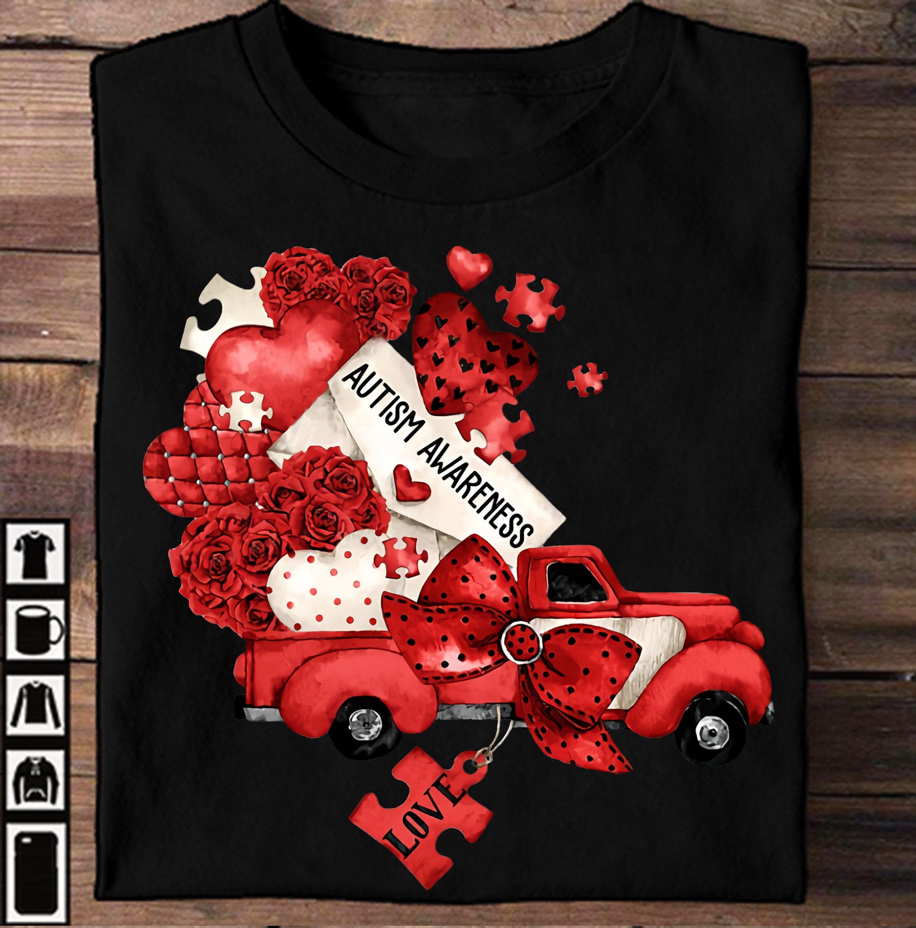 Autism awareness - Heart on red truck, be patient with autism