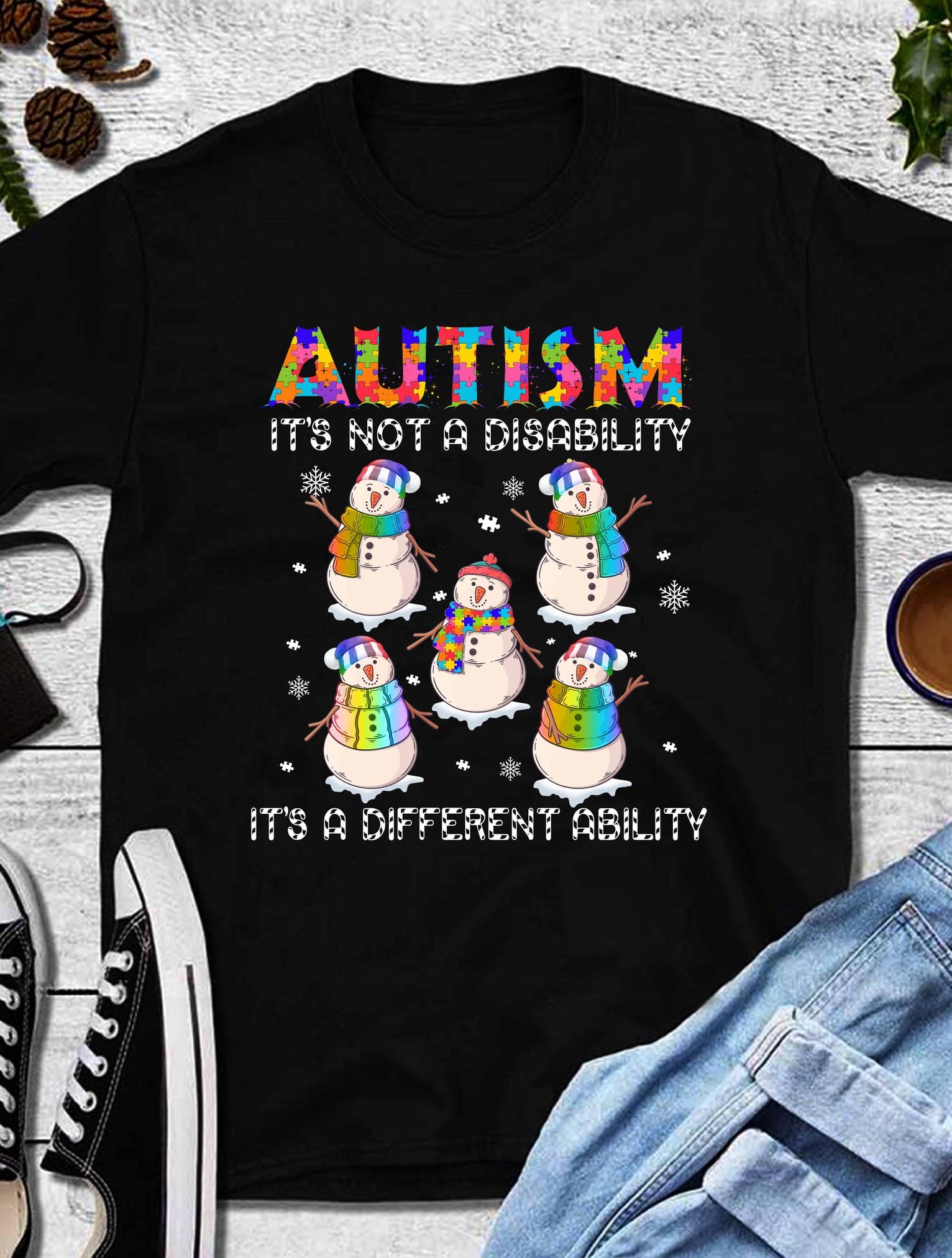 Autism it's not a disability it's a different ability - Autism awareness, Christmas gorgeous snowman