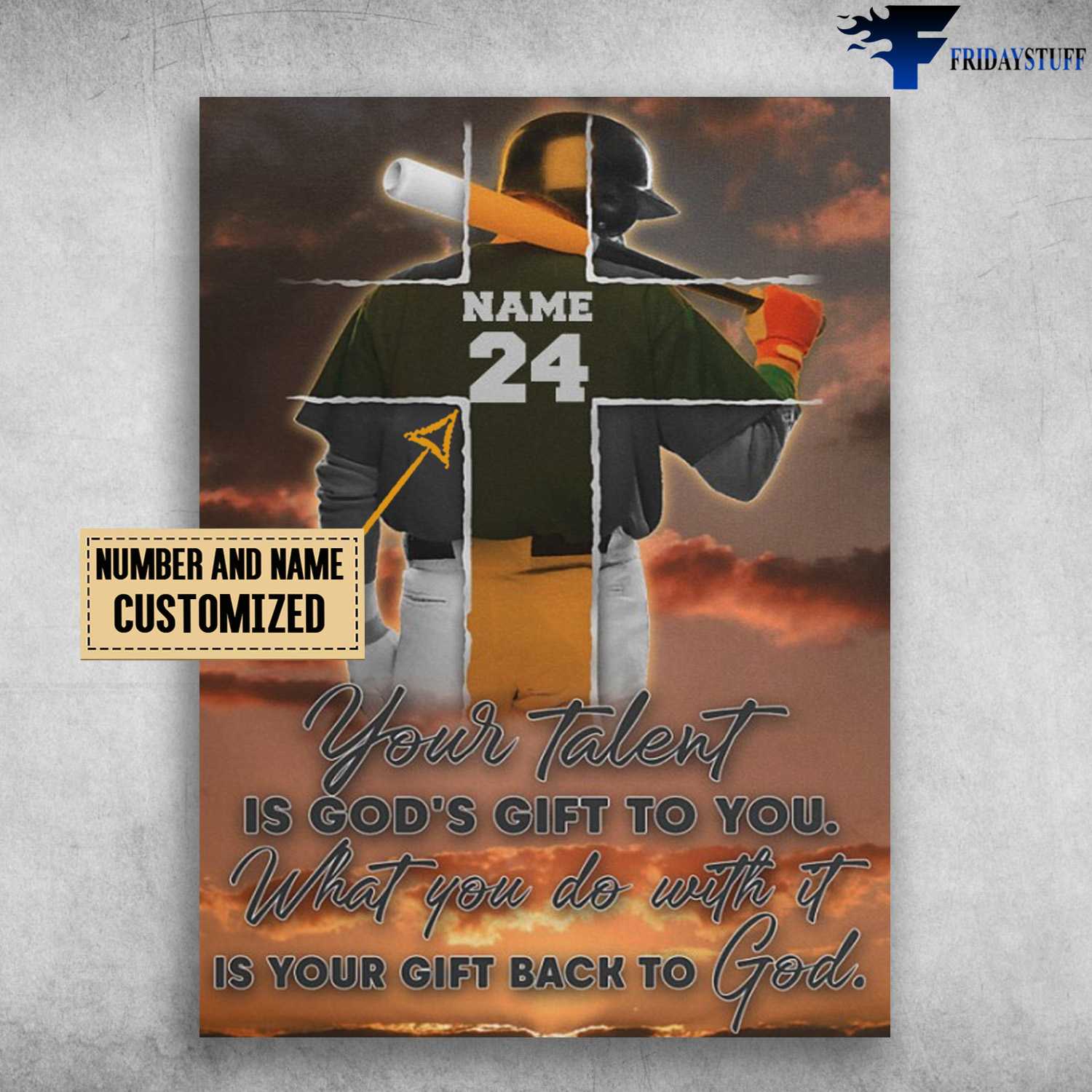Baseball Poster, Baseball Player, Your Talent Is God's Gift To You, What You Do With It, Is Your Gift Back To God