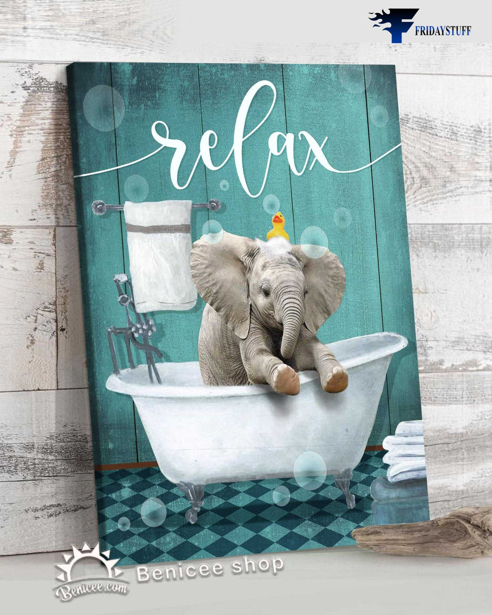 Bathroom Poster, Elephant Lover, Relax In Bathroom