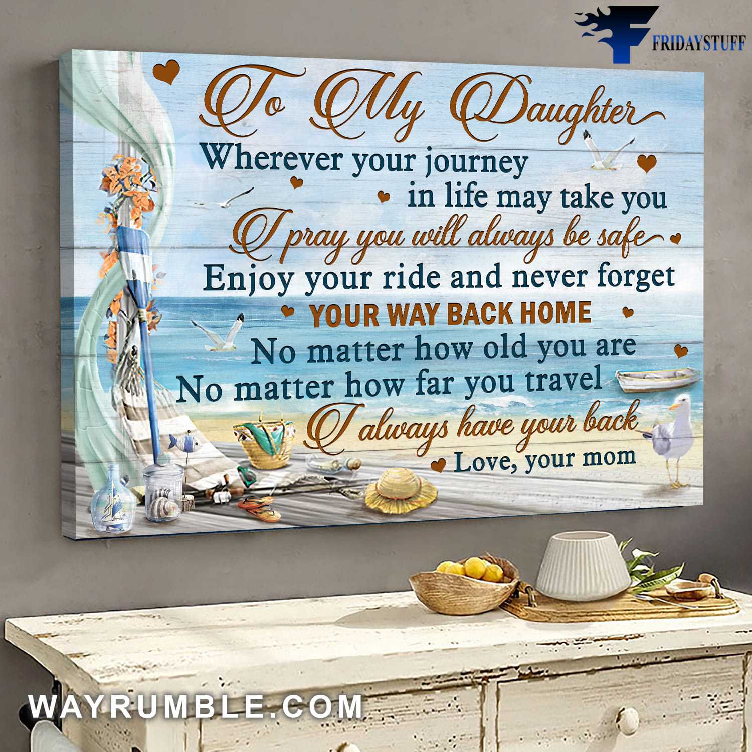 Beach Scenery, Mom And Daughter, To My Son, Whenever You Journey In life, May Take You, I Pray You’ll Always Be Safe, Enjoy The Ride And Never Forget, Your Way Back Home, I Can’t Promise To Be Here