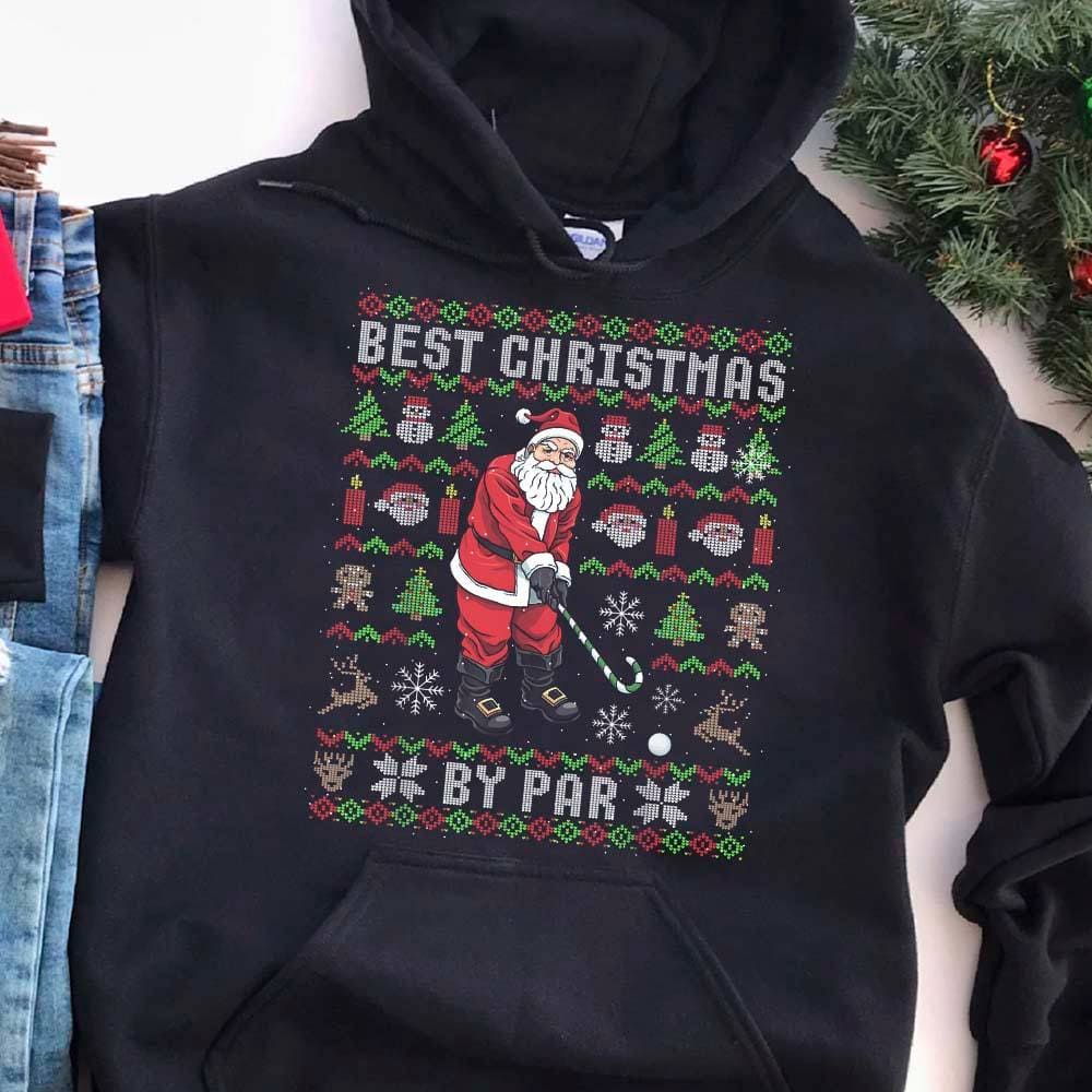 Best Christmas by par - Santa Claus playing golf, Christmas gift for golfer
