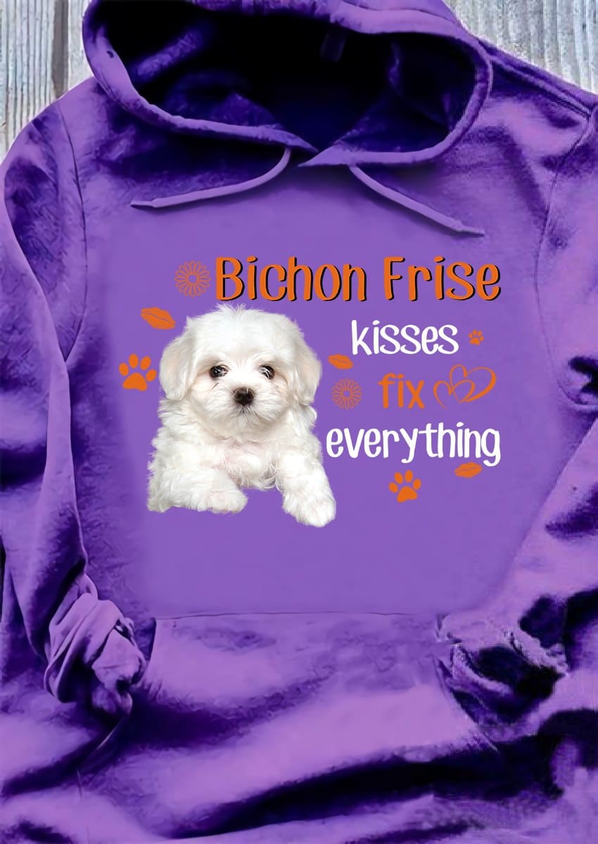 Bichon Frise kisses fix everything - Gift for dog lover, Bichon Frise graphic T-shirt