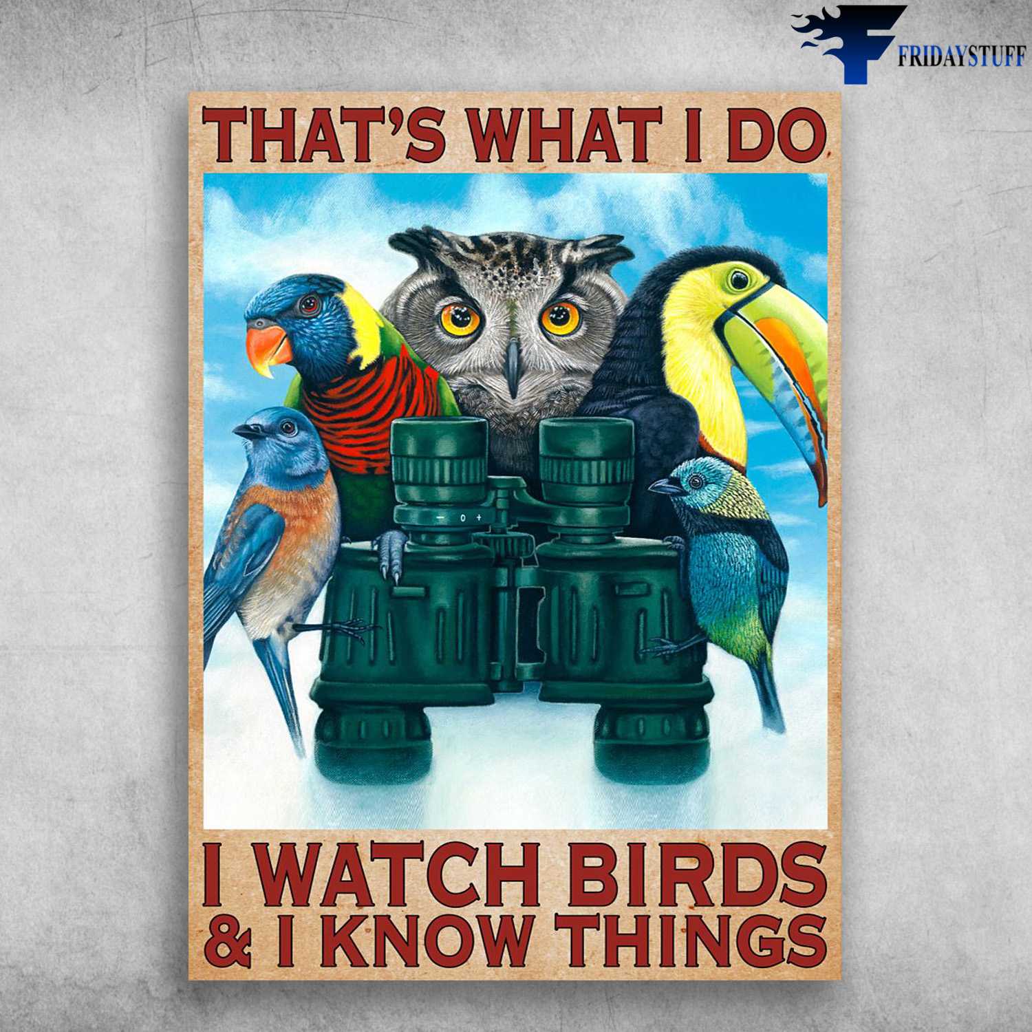 Bird Lover, Bird Poster, That's What I Do, I Watch Birds, And I Know Things