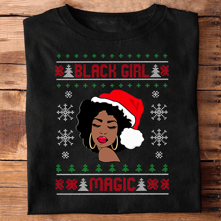 Black girl magic - Beautiful black girl, girl wearing Santa hat