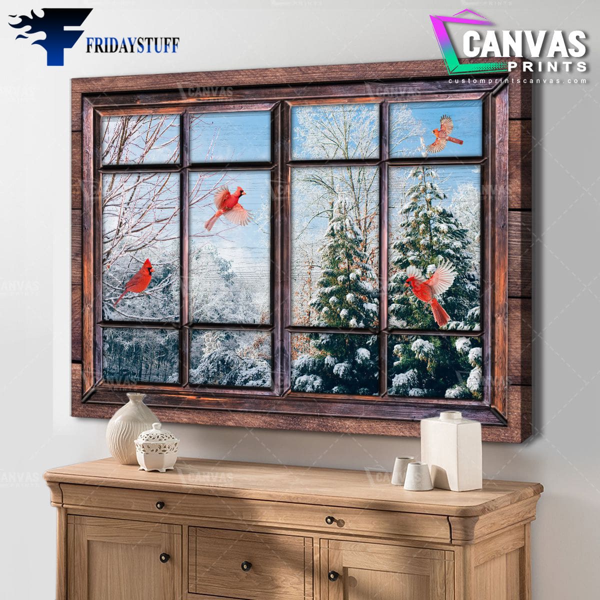 Cardinal Bird, Winter Poster, Chritsmas Decor, Christmas Day, Window Poster