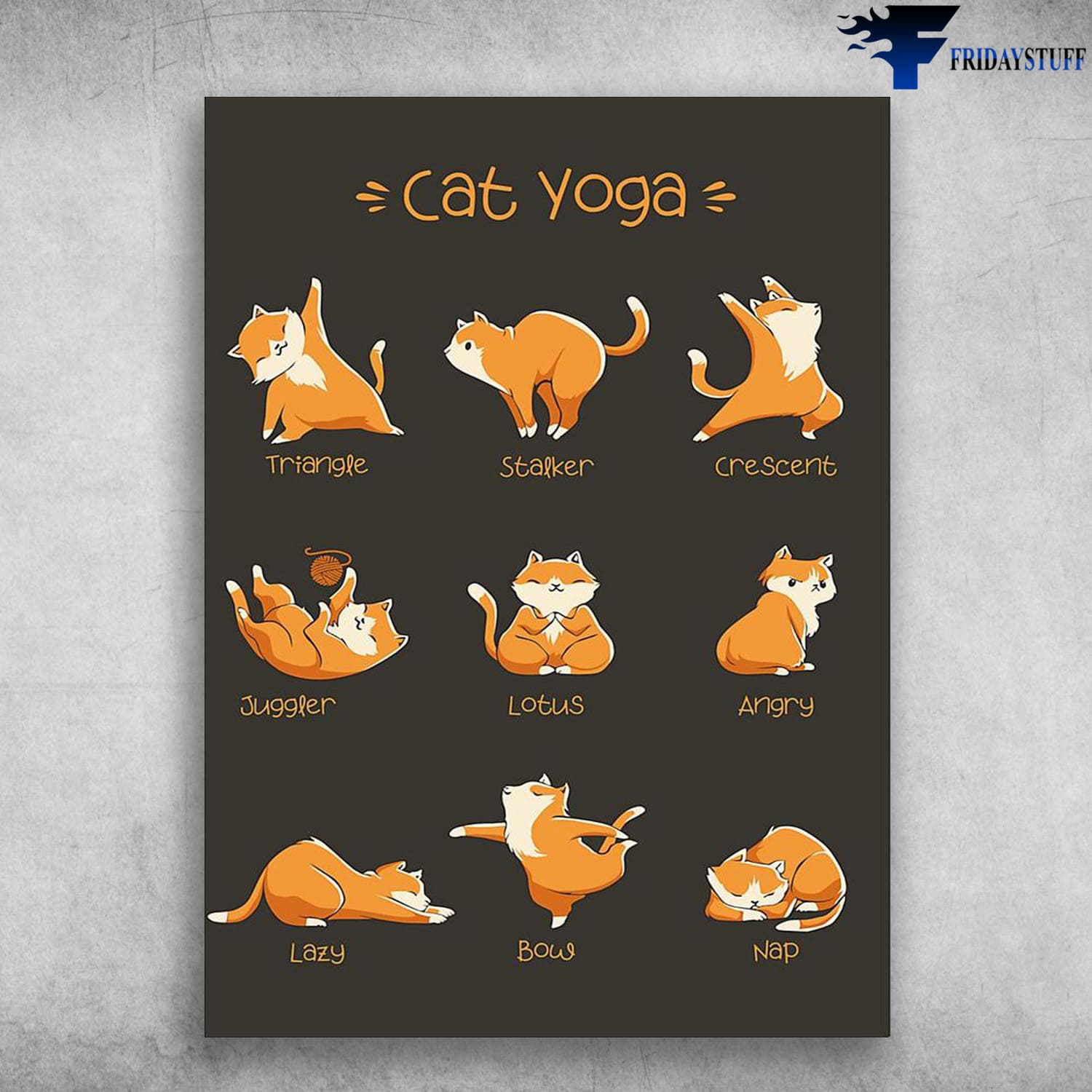 Cat Yoga, Yoga Poster, Yoga Pose, Cat Lover