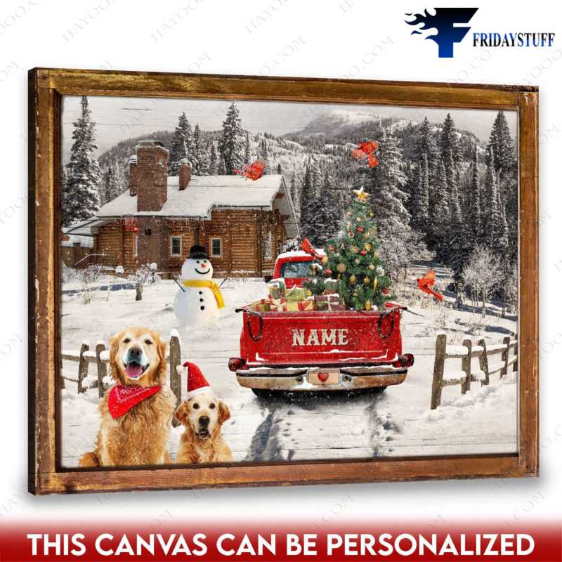 Christmas Poster, Cardinal Bird, Dog Lover, Christmas Truck