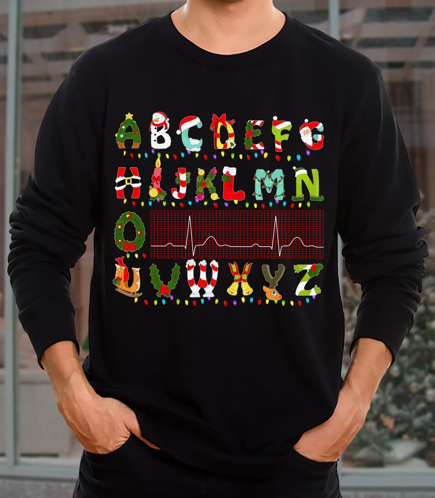 Christmas day alphabet - Christmas day ugly sweater, Christmas gift for teacher
