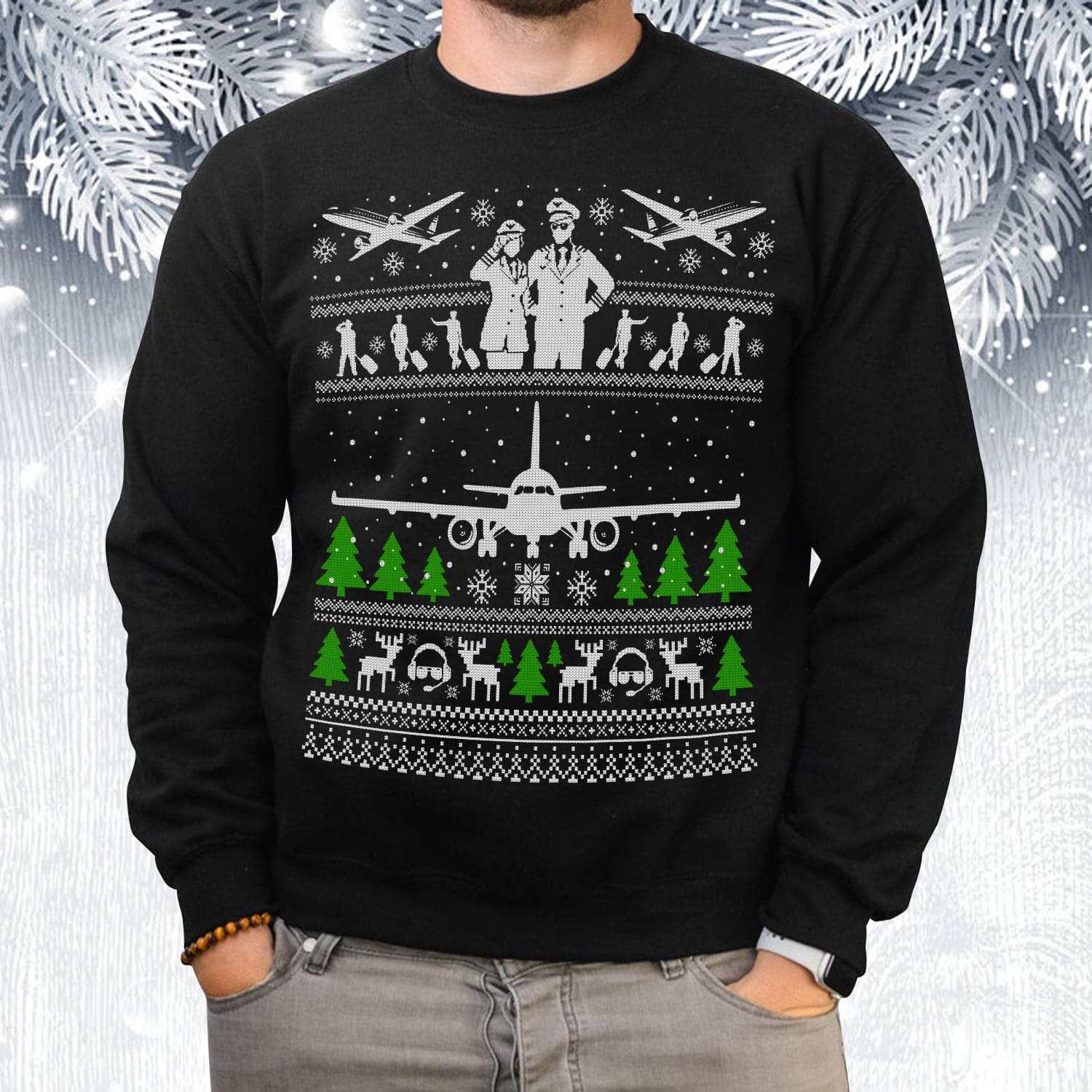 Christmas gift for pilot - Christmas ugly sweater, Plane graphic T-shirt