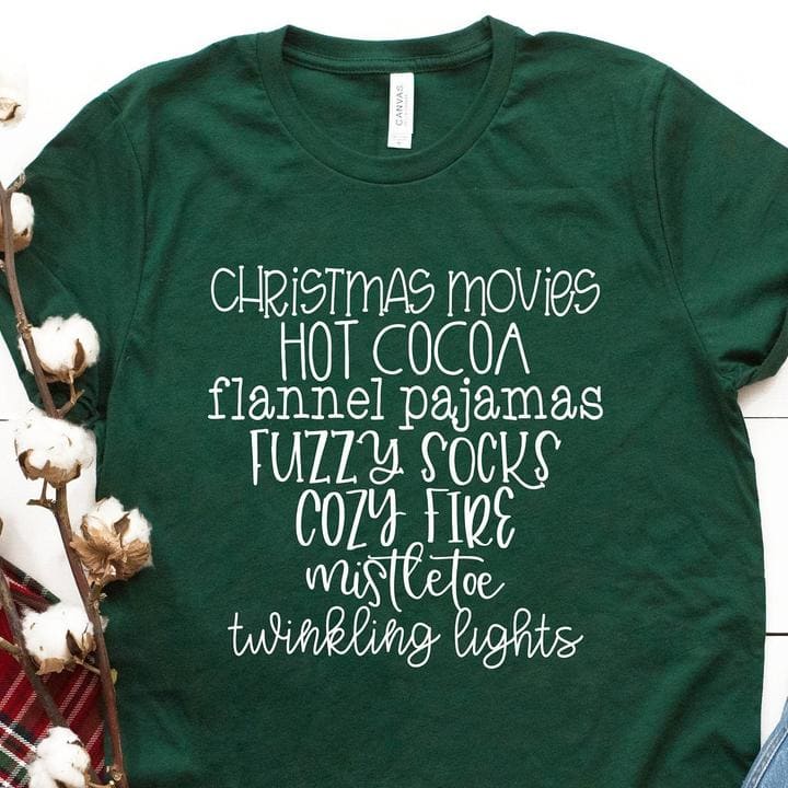 Christmas movies, hot cocoa, flannel pajamas, cozy fire, twinkling lights - Gift for Christmas day