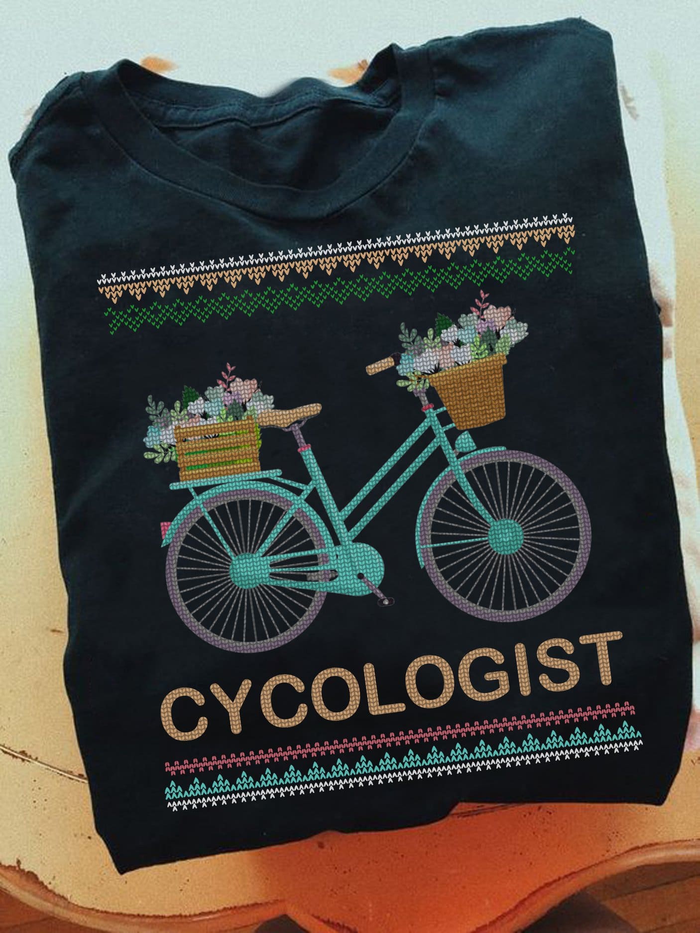Cycologist T-shirt - Gift for biker, flower on bicycle