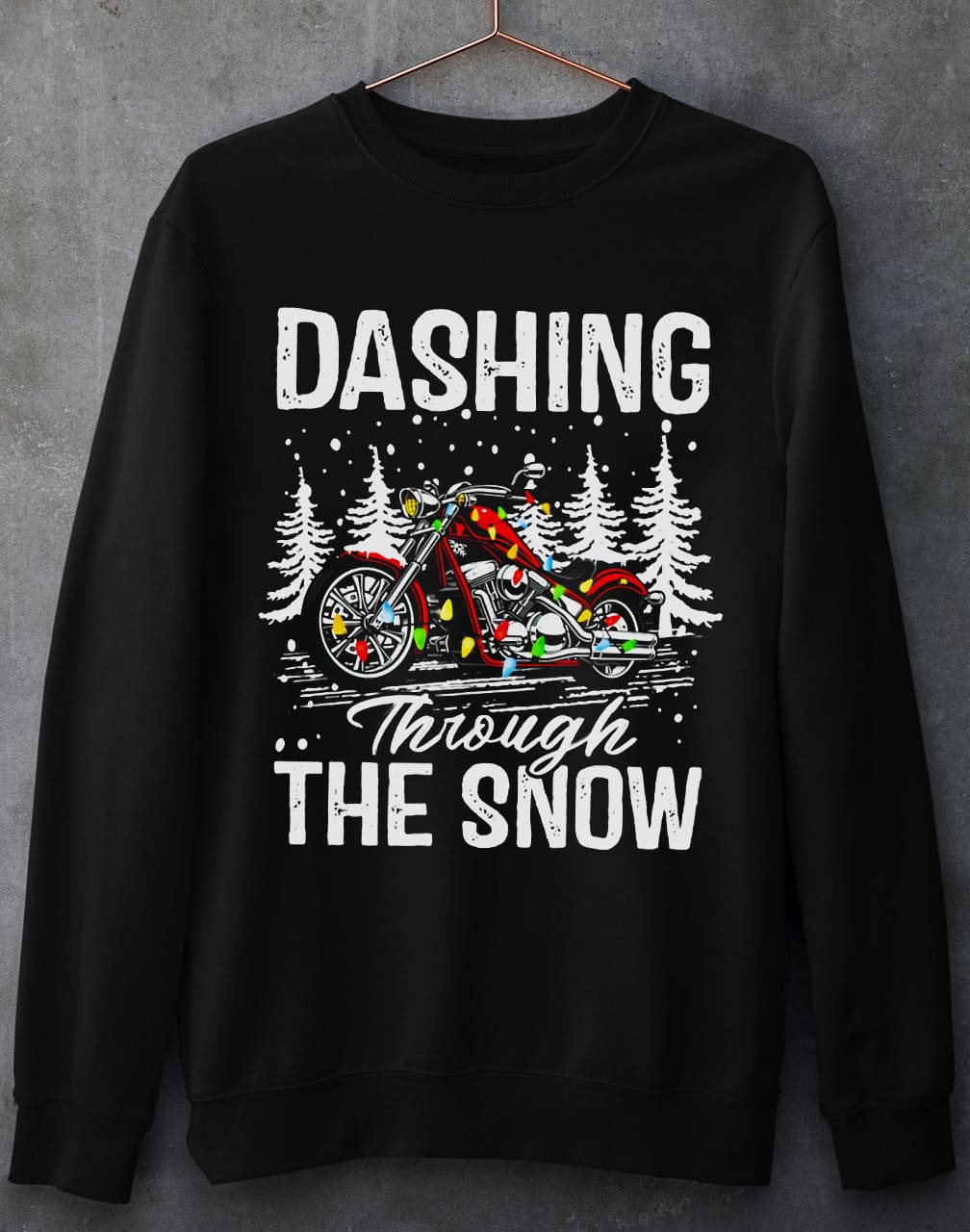 Dashing through the snow - Christmas ugly sweater, Gift for motorcycle lover