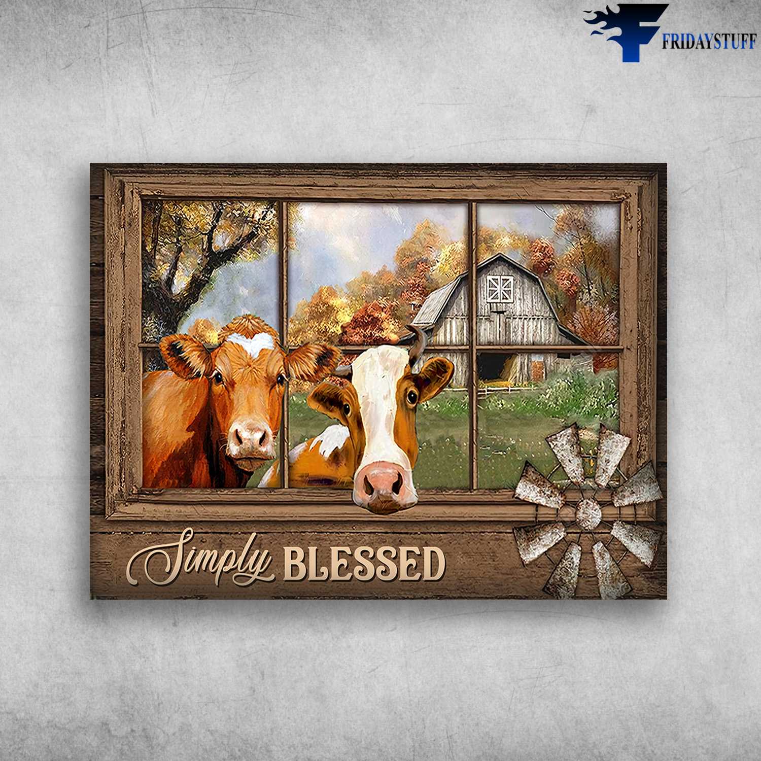 Farmer Poster, Cow Couple, Simply Blessed