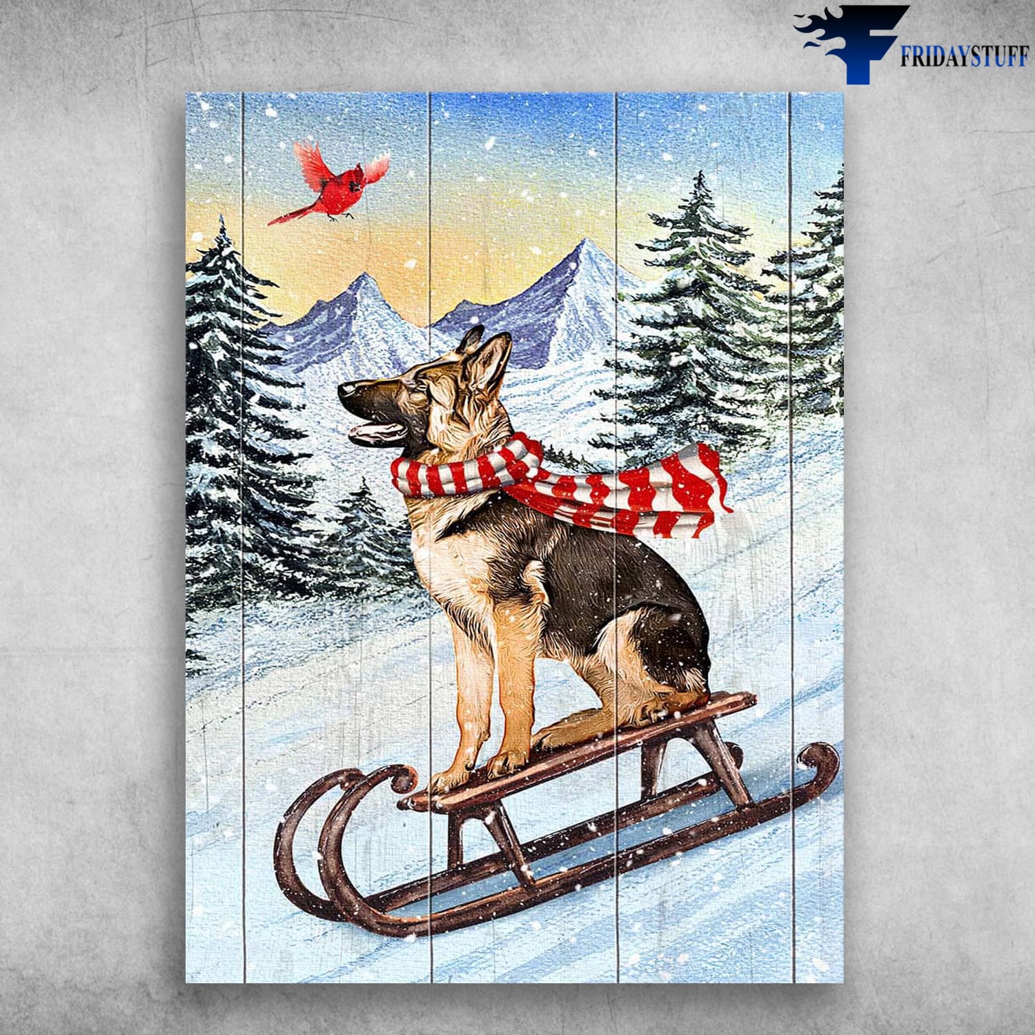 German Shepherd Dog, Dog Lover, Cardinal Bird, Christmas Decor