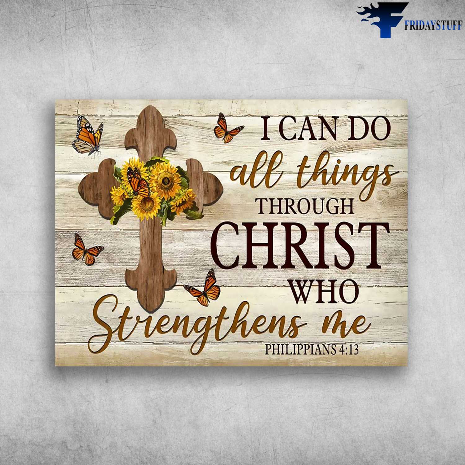 God Cross, Butterfly Flower, I Can Do All Things, Through Christ, Who Strengthens Me