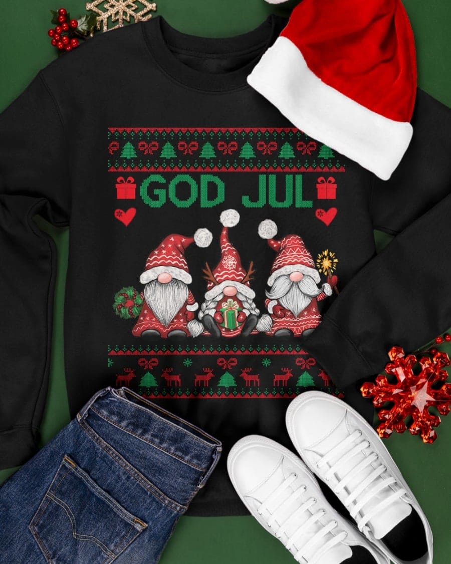 God Jul - Gnomie in Christmas, Christmas day ugly sweater