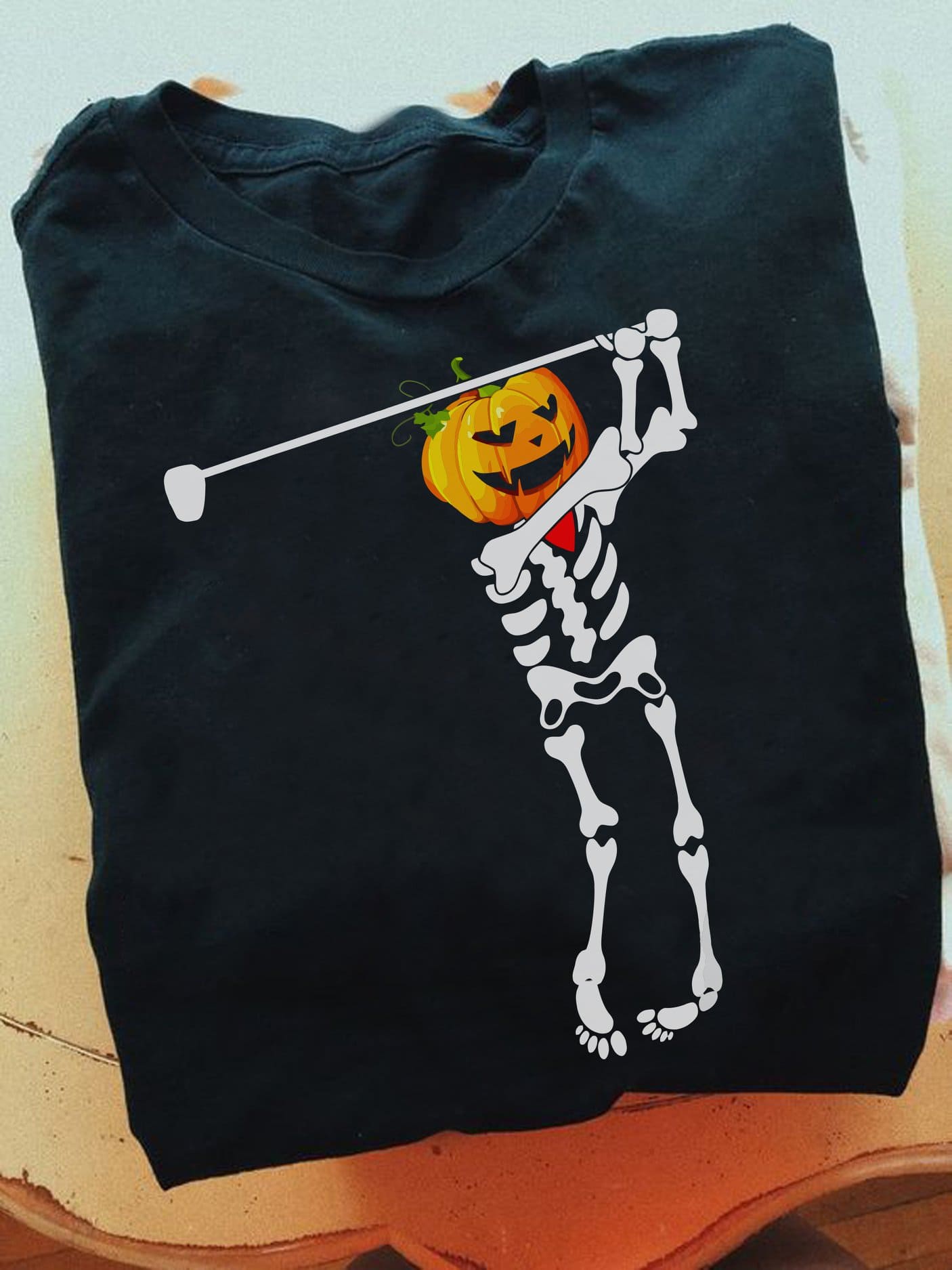 Halloween pumpkin skull - Gift for golfer, Funny skull for Halloween