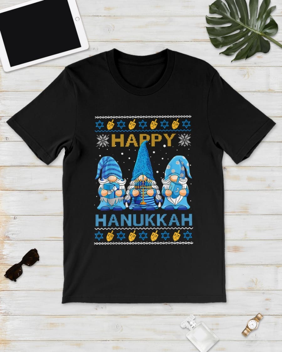 Happy Hanukkah - Cute garden gnome, Christmas day gift