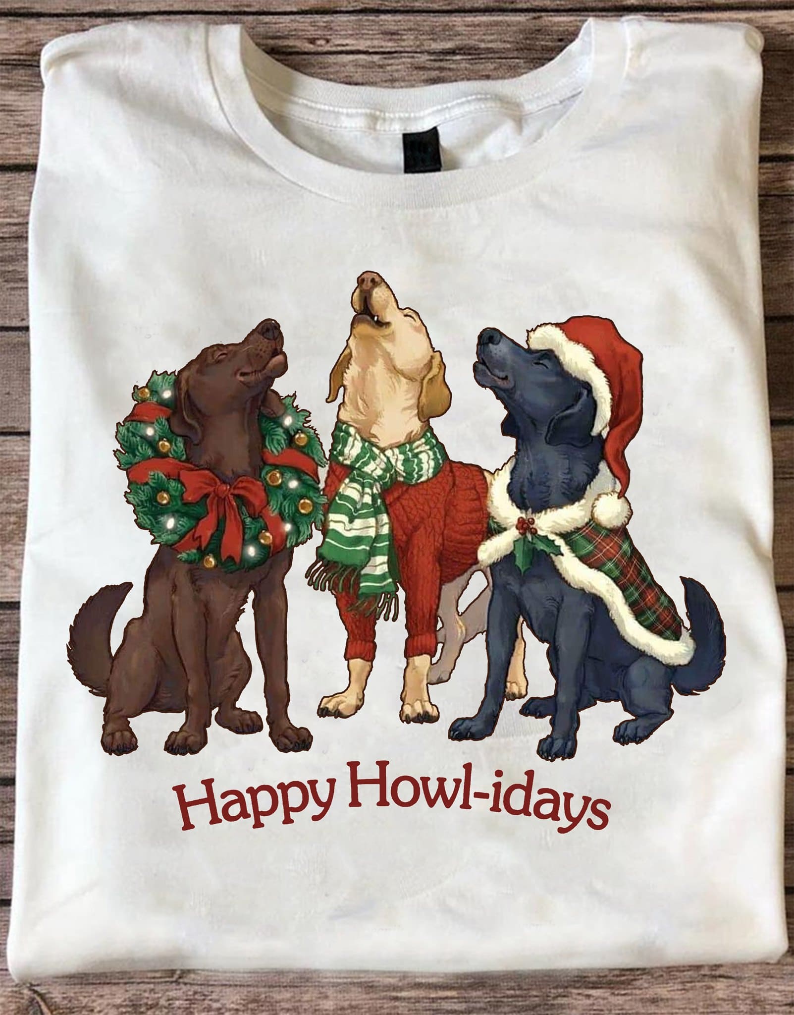 Happy Howlidays - Christmas day ugly sweater, Dog wearing Santa hat
