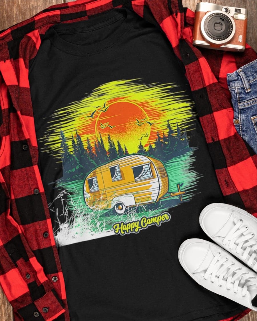 Happy camper - Camping under the Sunset, Recreational vehicle T-shirt