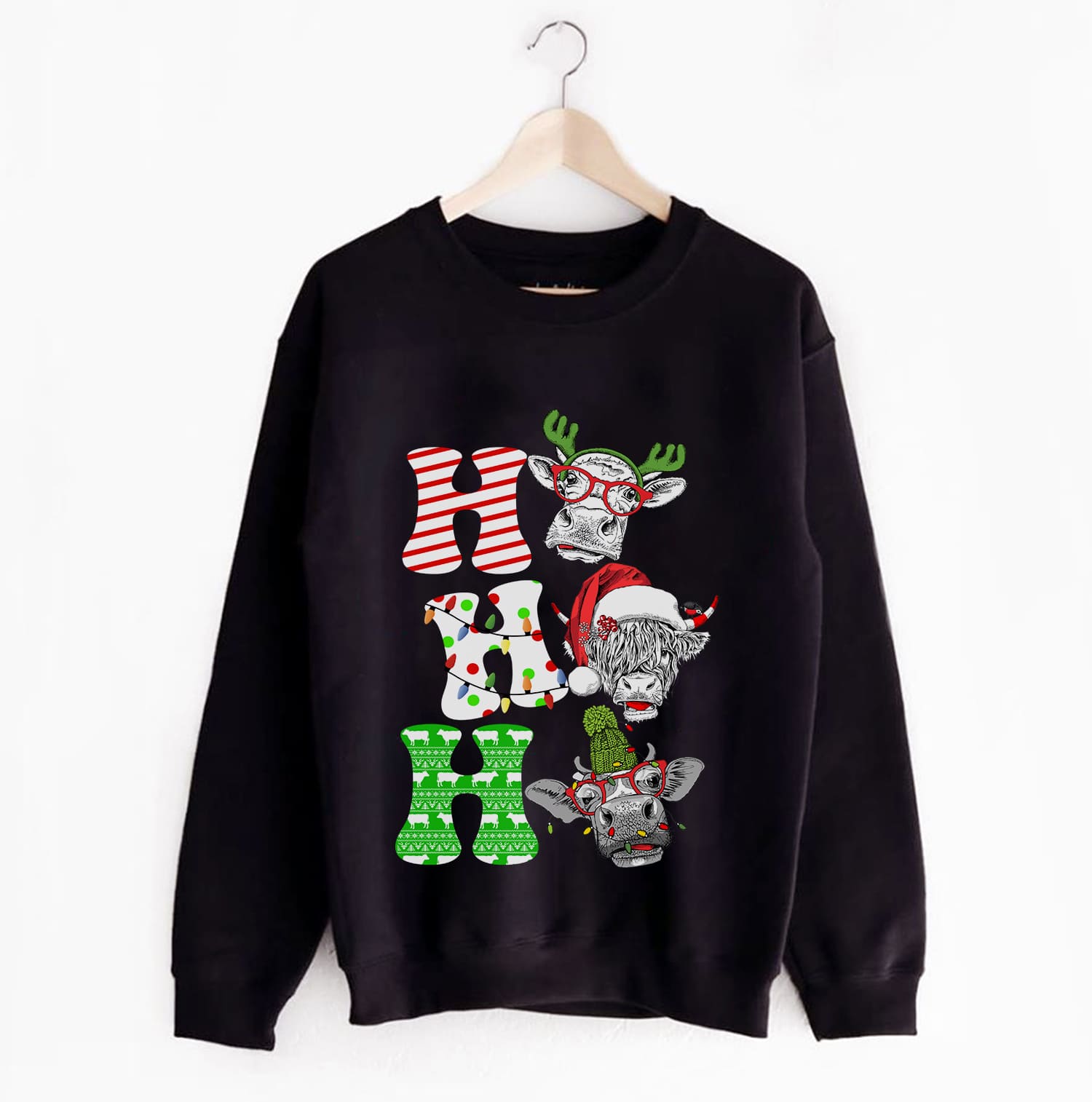 Ho ho ho - Santa Claus hat, Funny cow graphic T-shirt