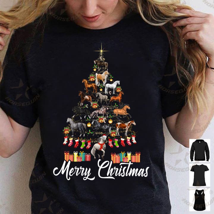 Horse Christmas tree - Merry Christmas T-shirt, gift for horse lover