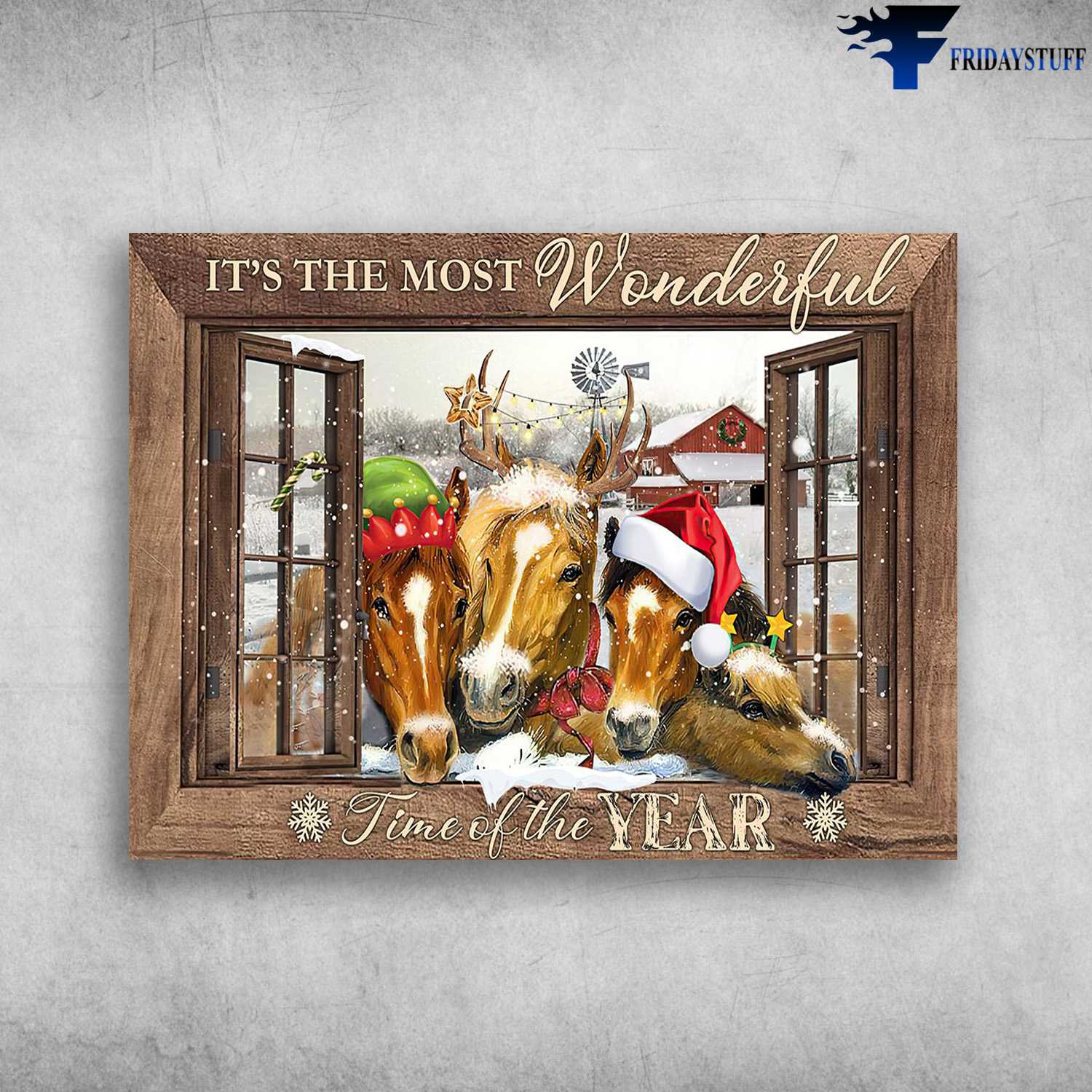 Horse Poster, Christmas Horse, It's The Most Wonderful Time, Of The Year