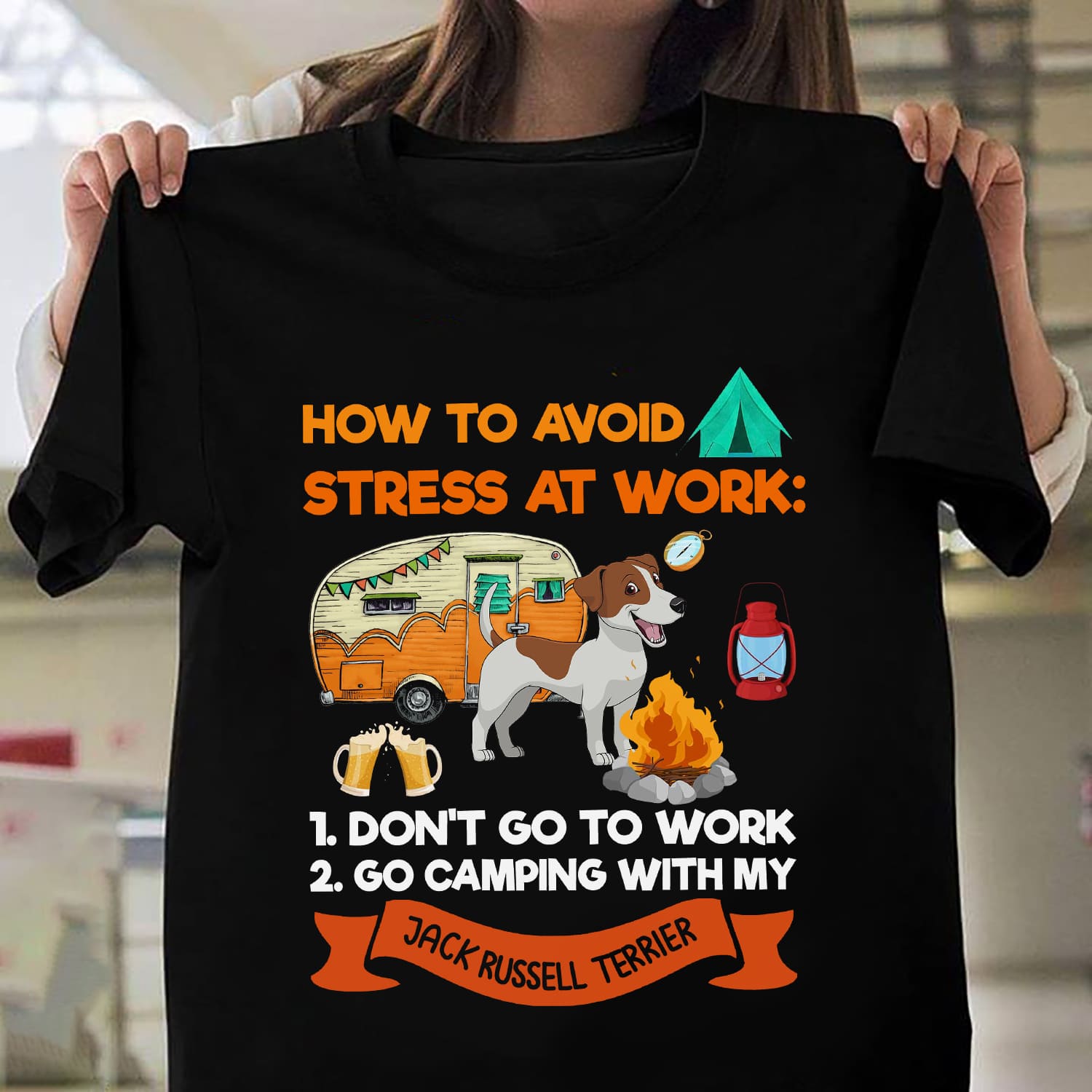 How to avoid stress at work - Don't go to work, Camping with dogs, Jack Russel Terrier dog