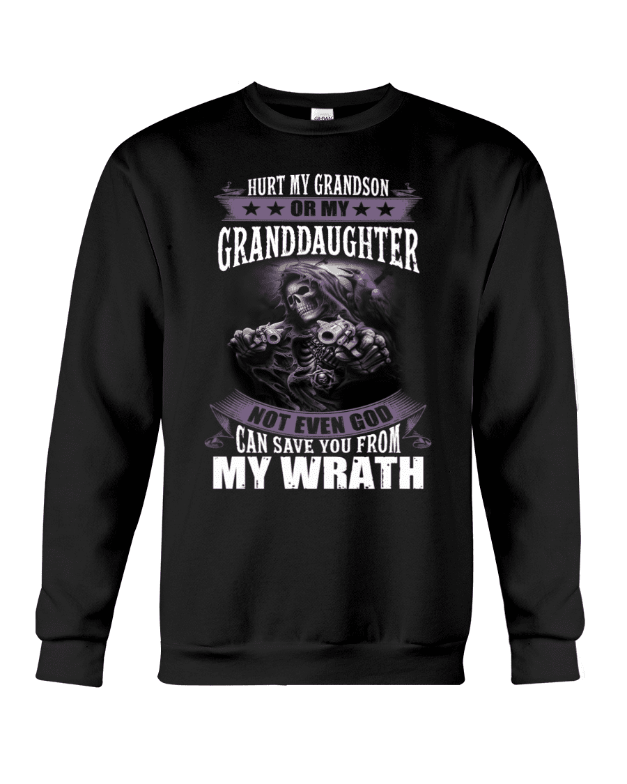 Hurt my grandson or my granddaughter not even god can save you from my wrath - T-shirt for grandparents, devil of the death